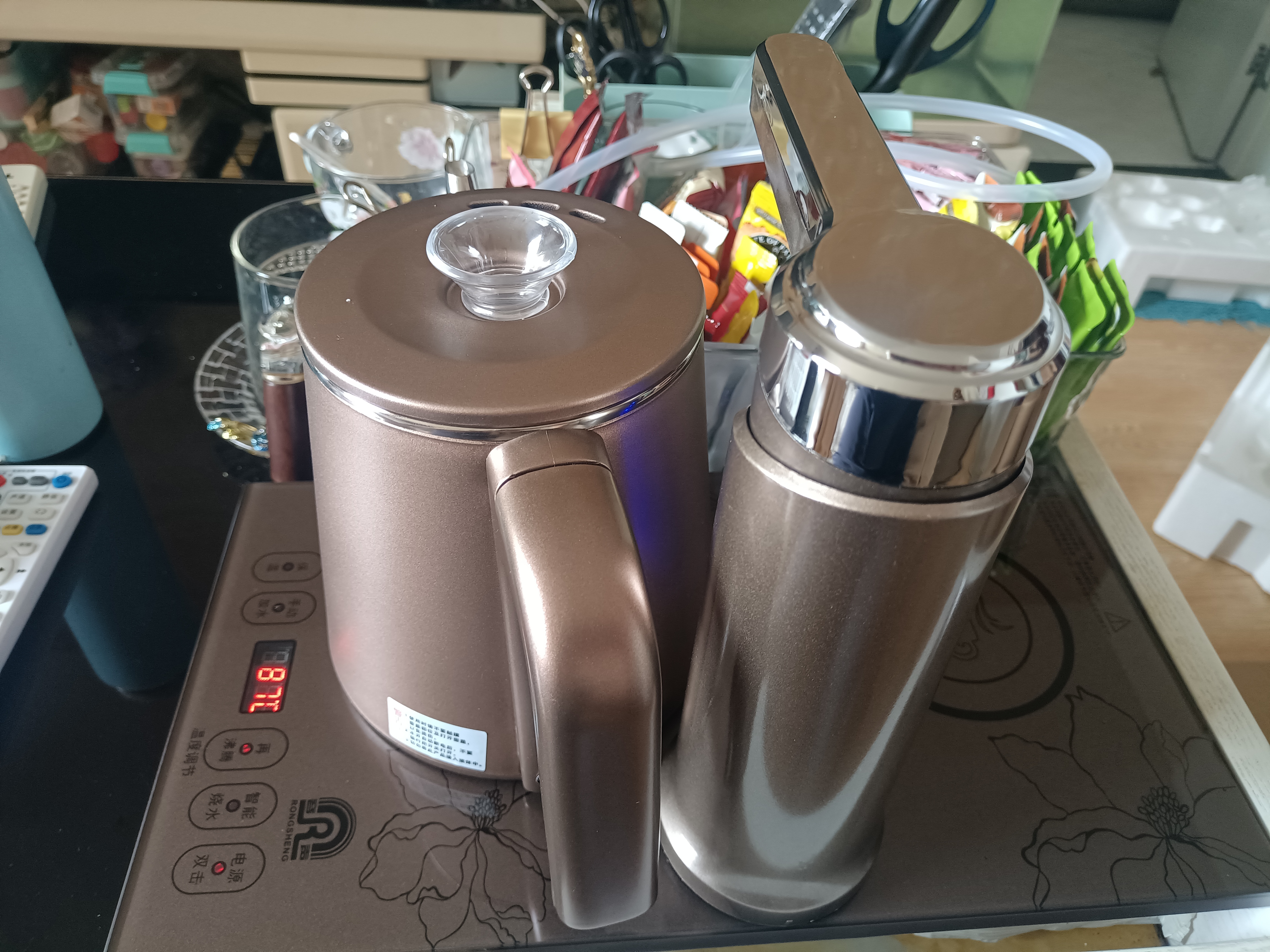 容声全自动上水电热水壶茶台烧水壶热水壶烧水器上水茶盘电茶壶茶具泡茶器全套烧水壶烧水煮茶一体机 0.8L 升级灯柱款防烫保温 实拍图