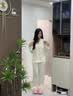 LULU CARTER甜美风波点真丝睡衣2026夏秋季新款女士带胸垫三件套家居服礼盒装 奶黄色-长袖长裤 （带可拆卸胸垫） L 建议100斤-120斤 实拍图