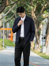 罗蒙外套男秋季商务男士翻领行政夹克上衣干部厅局风爸爸装i8藏青XL 实拍图