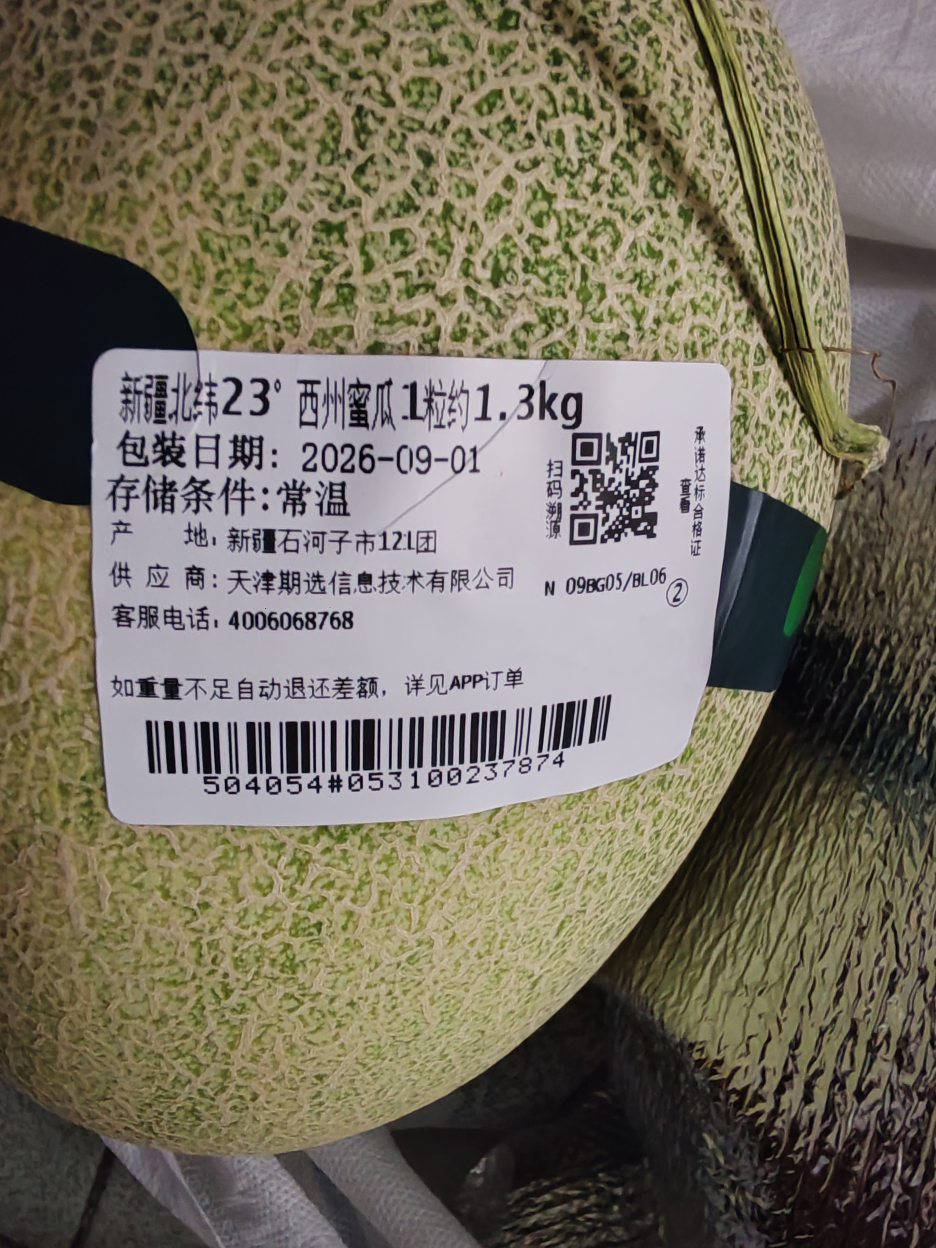 北纬23°西州蜜瓜1粒约1.3kg 实拍图