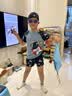 佑游儿童泳衣男童游泳衣分体泳裤男孩透气温泉泳衣五件套32038蓝色3XL 实拍图