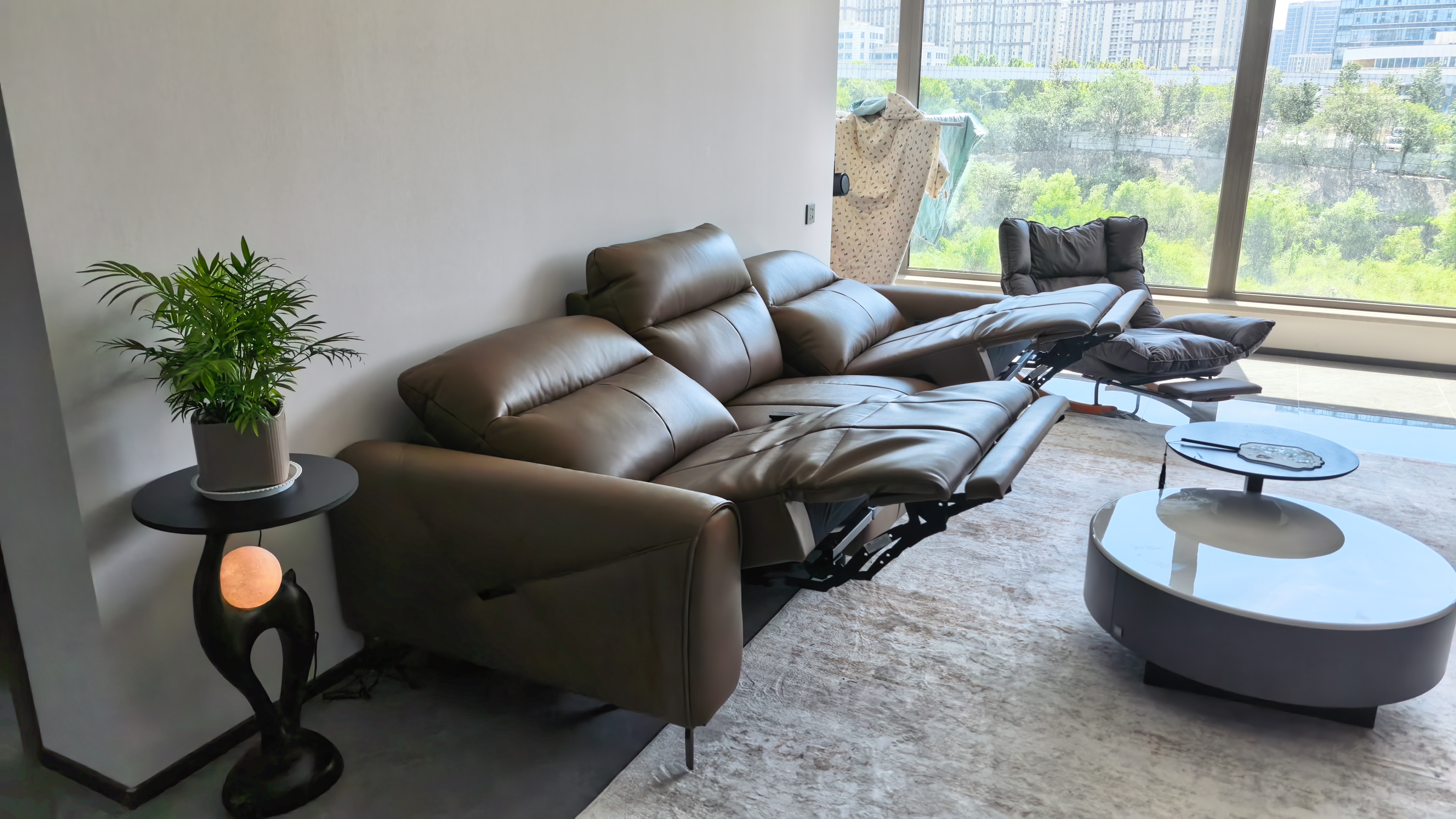 顾家家居（KUKA）电动功能沙发45D海绵琴键可进扫地机真皮客厅6312 零重力2.75M棕 实拍图