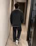 雅鹿男士睡衣秋冬季2026新款加厚加绒保暖珊瑚绒法兰绒家居服套装 NSCJF-碳黑绣花 XL (建议130-150斤) 实拍图