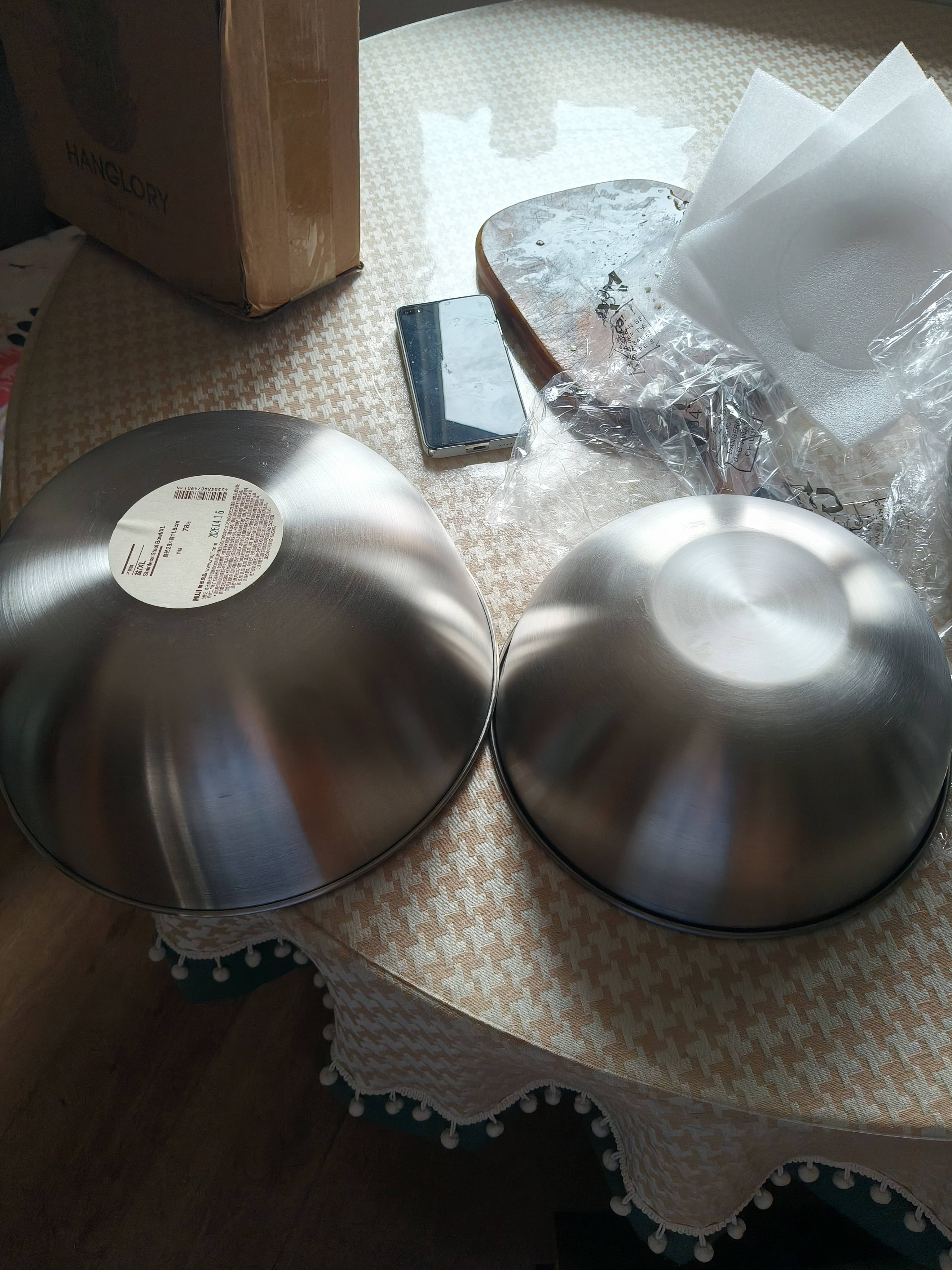 MUJI不锈钢盆 餐具 家用和面盆洗菜盆沙拉拌菜 银色XL 直径28*高11.5cm 实拍图
