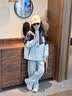 G.duck小黄鸭童装女童外套春秋新款洋气儿童衣服女孩休闲上衣中大童风衣 灰蓝兔子 130 建议7~8岁【120-130】cm 实拍图