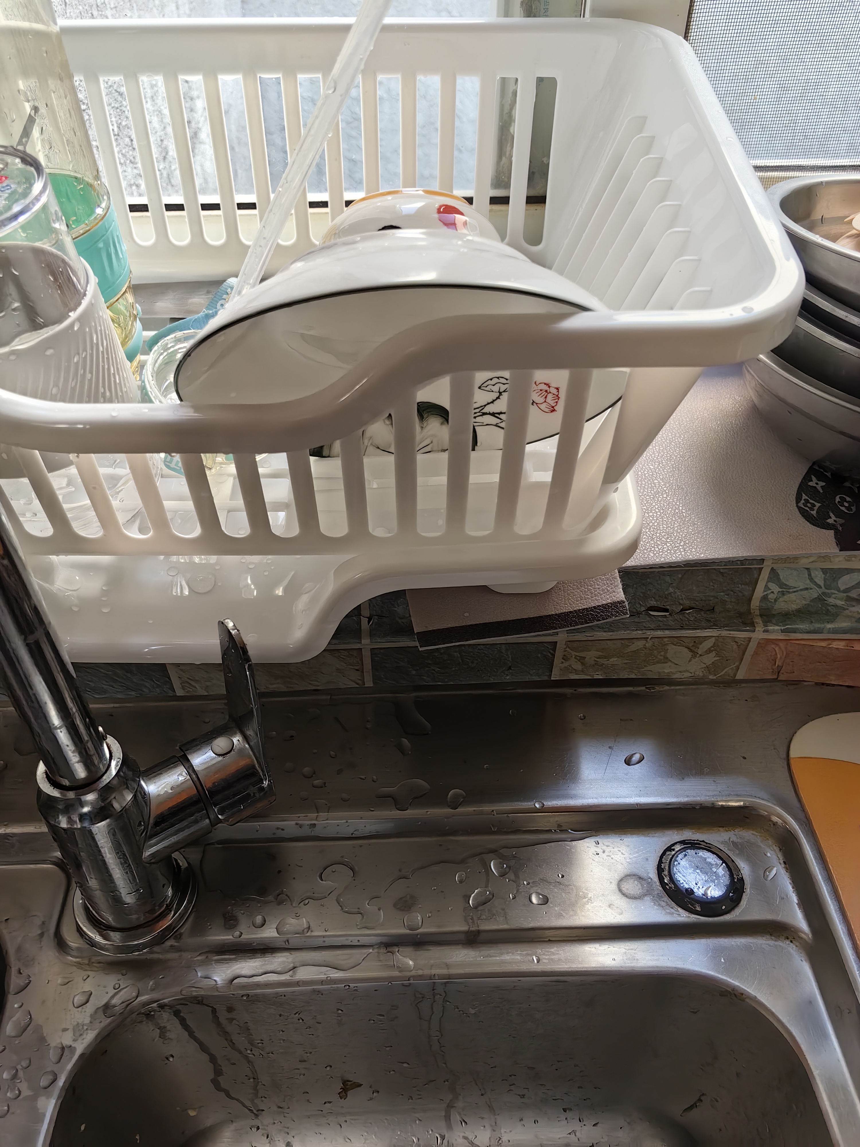 奥美优沥水碗碟架 厨房果蔬沥水架砧板筷子筒碗碟收纳架 大容量白色 实拍图