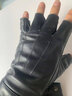 鑫诺翔真皮半指手套男士冬季加绒保暖防寒开车骑行健身露指机车羊皮手套 黑色(加绒厚款) L 实拍图