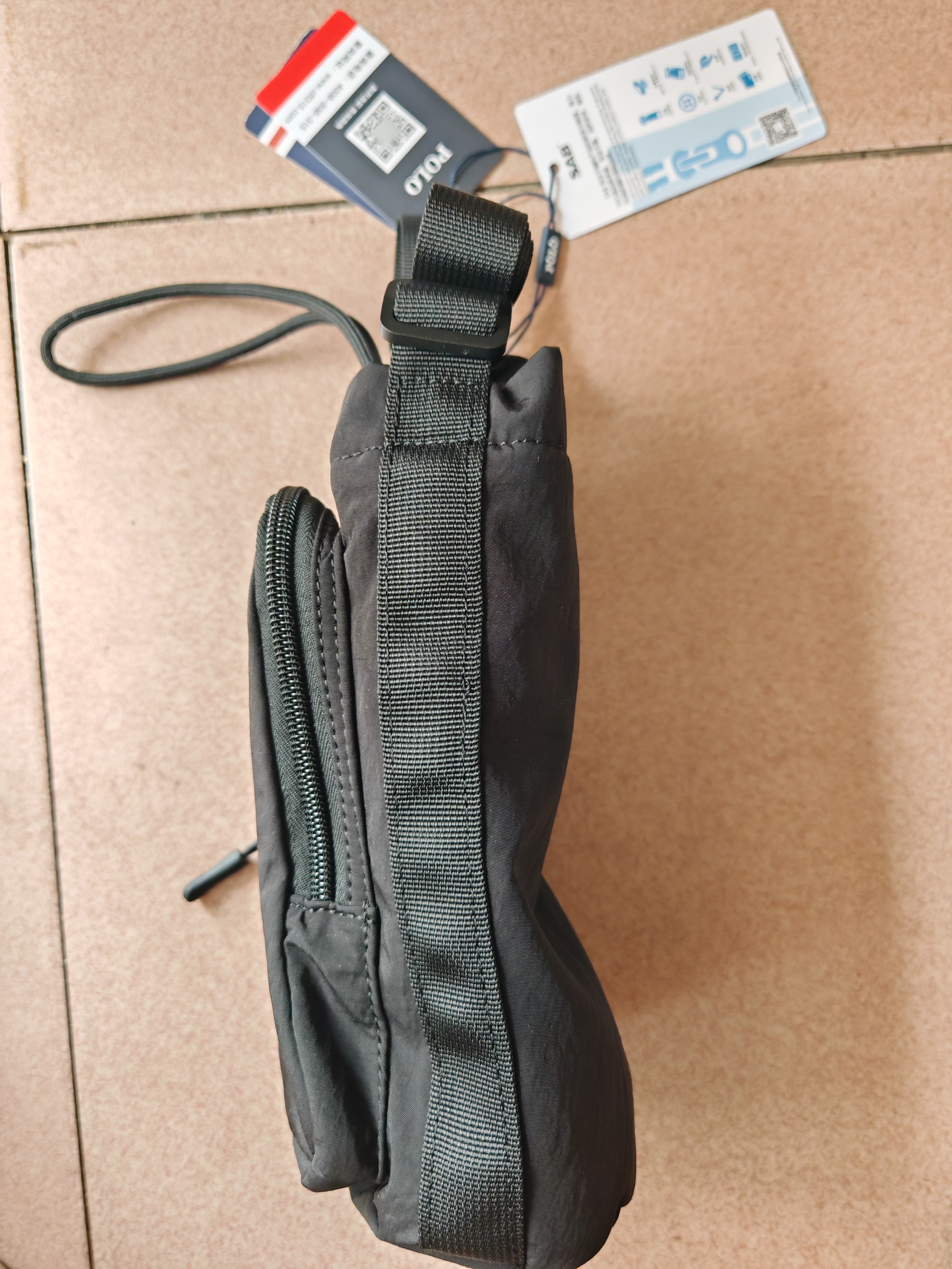 POLO轻便单肩斜挎包男女日常通勤手机包便携水杯袋骑行运动小挎包黑色 实拍图