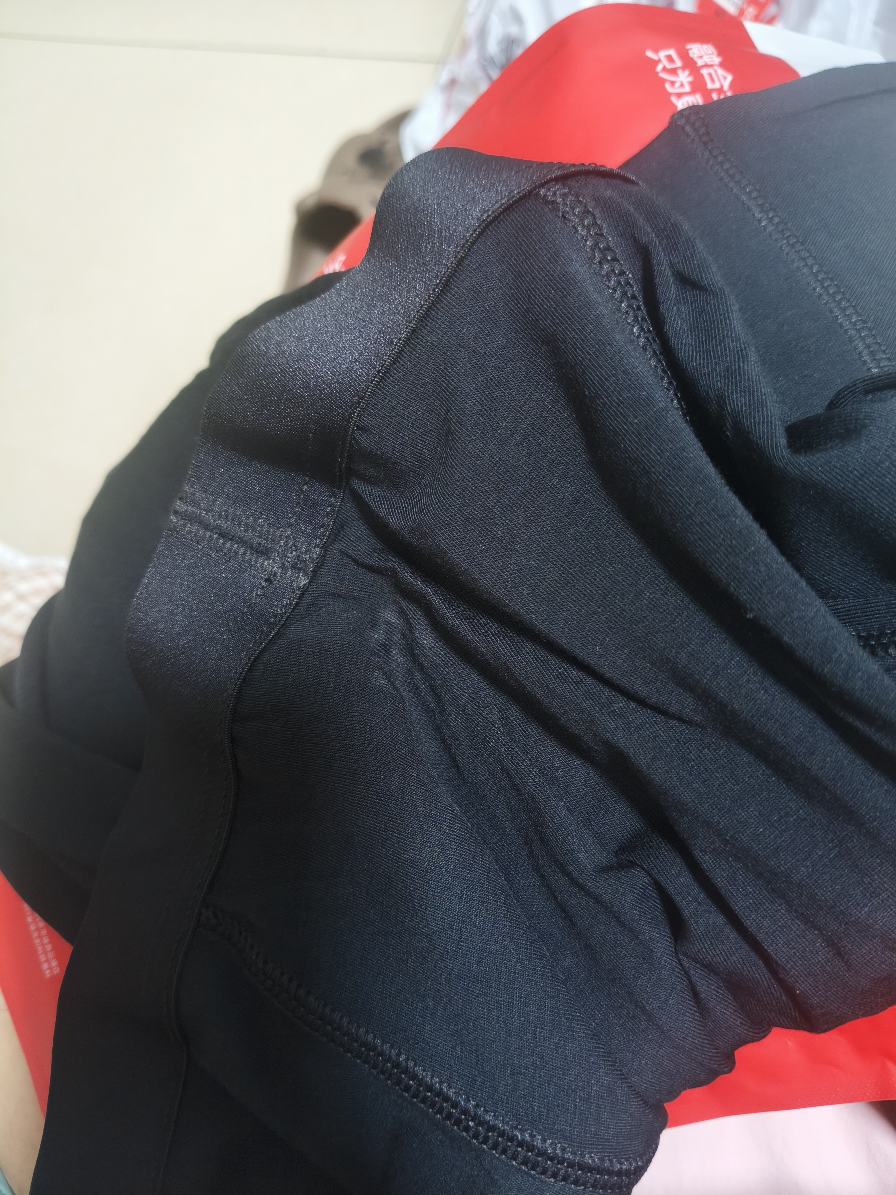 猫人莫代尔秋裤男士科技发热保暖裤明筋德绒单裤男线裤衬裤钨黑2XL 实拍图