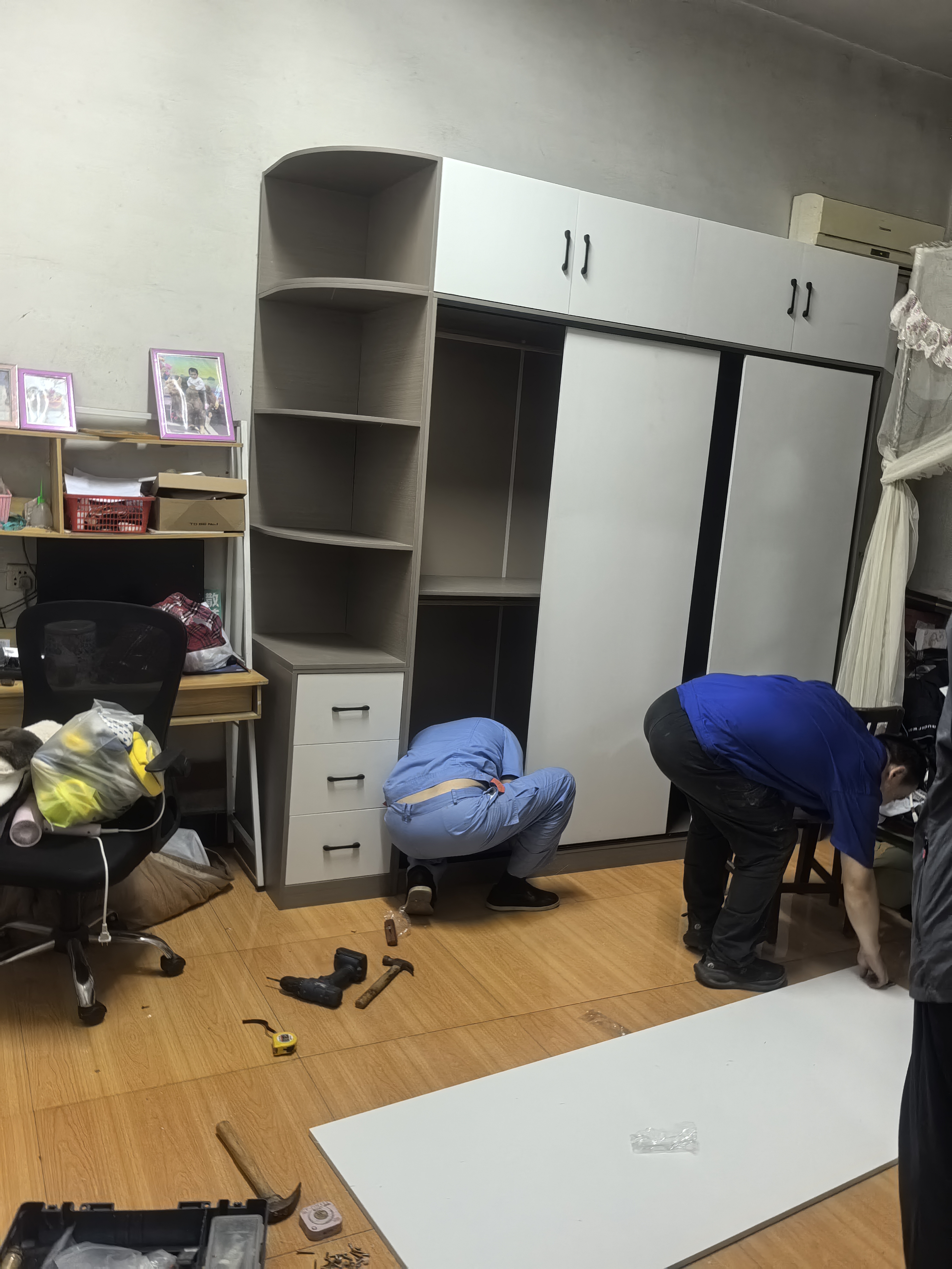 品忆【现货包安装】实木生态板衣柜可推拉衣柜出租屋收纳储物移门衣橱 2.0主柜【三门】+边柜+顶柜 实拍图