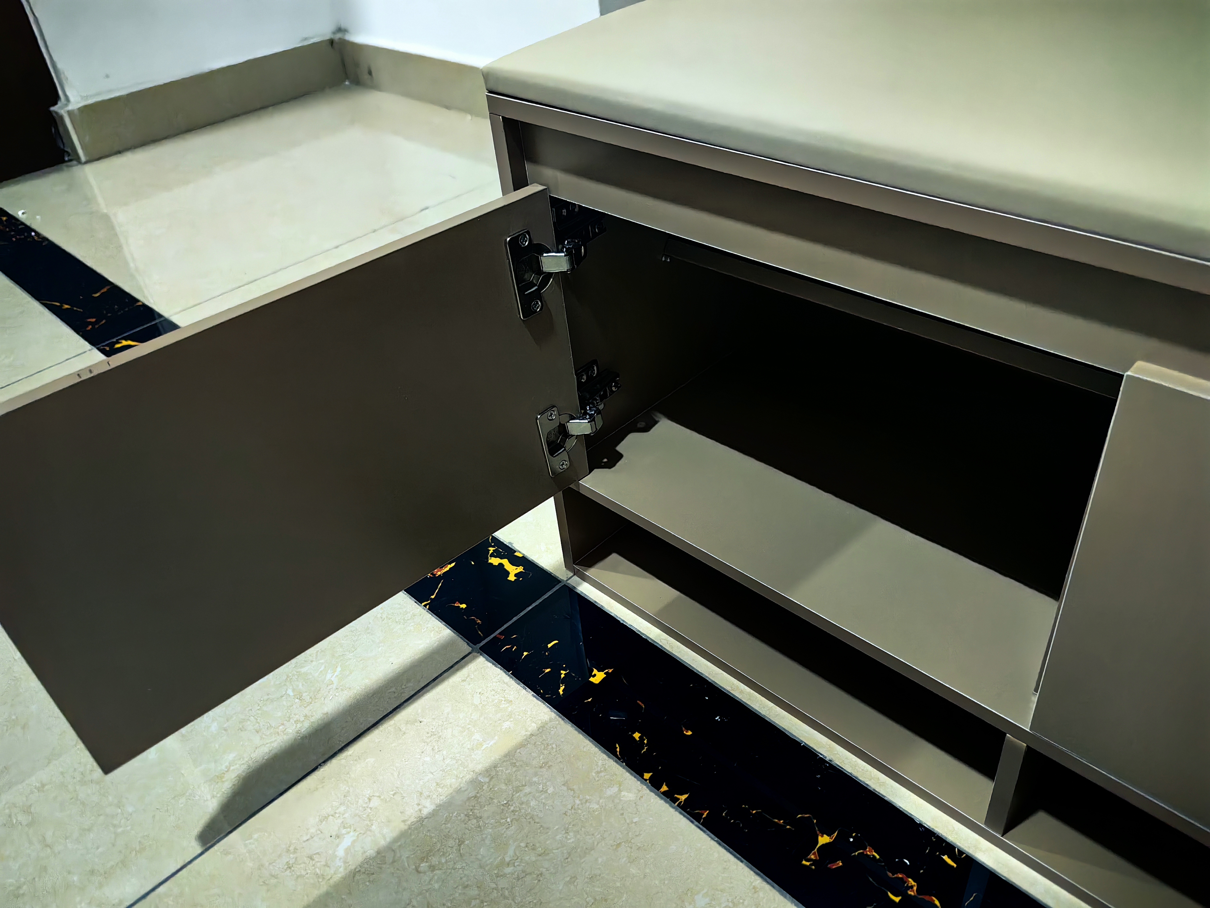 尋巧（SPERMEK）鞋柜换鞋凳入户门口感家用坐凳一体轻奢进门玄关鞋架穿鞋凳子可坐 【奶咖色80CM】可放45码 实拍图