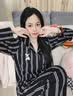 LULU CARTER蔡徐坤同款真丝睡衣男女情侣款秋冬季高端桑蚕丝家居服条纹礼盒装 黑色条纹男款-长袖长裤 【现货秒发】 3XL 【建议165-190斤】 实拍图