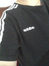 阿迪达斯AdidasNEO女子运动休闲三条纹圆领短袖T恤H65454黑色 L 实拍图