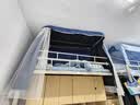 梦多福u型滑轨道大学生宿舍床帘上下铺蚊帐一体式护隐私强遮光寝室窗帘 藏青丨五面全包+帐纱+可升降支架 190cm*90cm 可调高100-140cm 实拍图