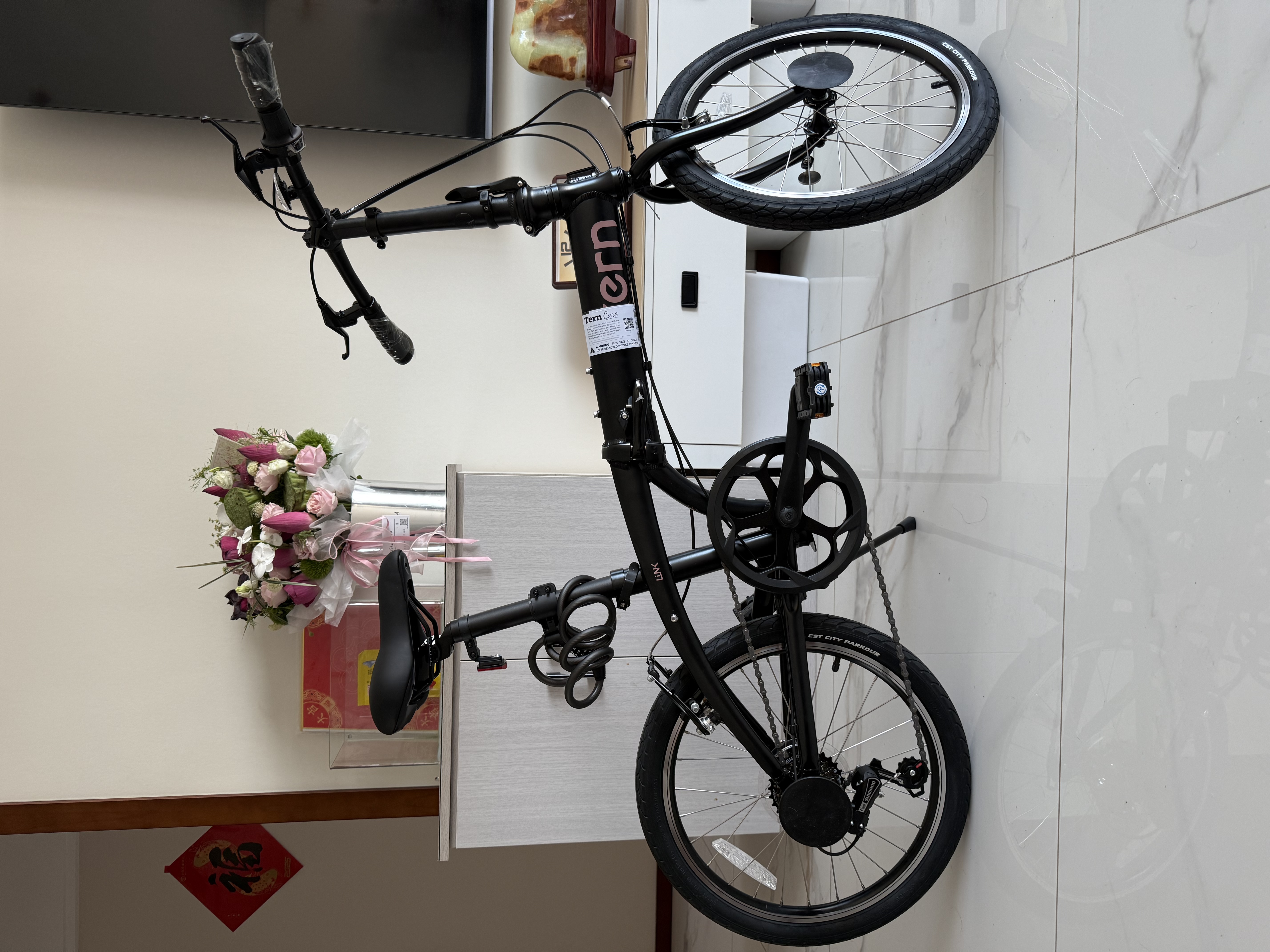 TERN 燕鸥 Link A7折叠自行车成人折叠自行车变速自行车折叠车自行车 Link A7 粉墨色+挡泥板+后货架 20英寸【适用身高142-190cm】 实拍图