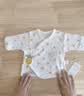贝瑞加（Babyprints）婴儿半背衣2件装长袖纯棉宝宝上衣护肚和尚服家居内衣 黄点猫咪52 实拍图
