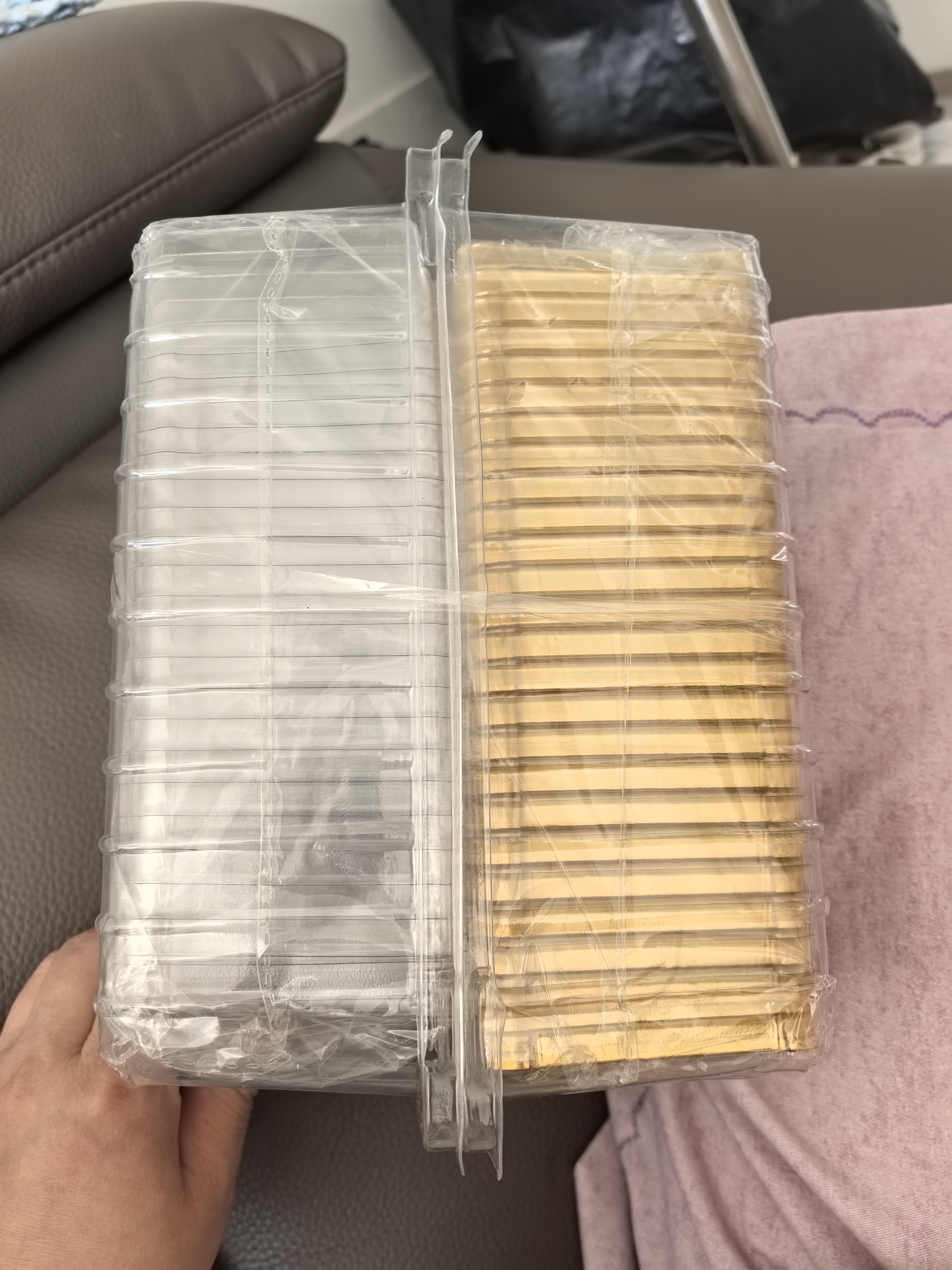 展艺75g月饼包装盒冰皮吸塑盒蛋黄酥带底托中秋月饼材料 金色50只装 实拍图