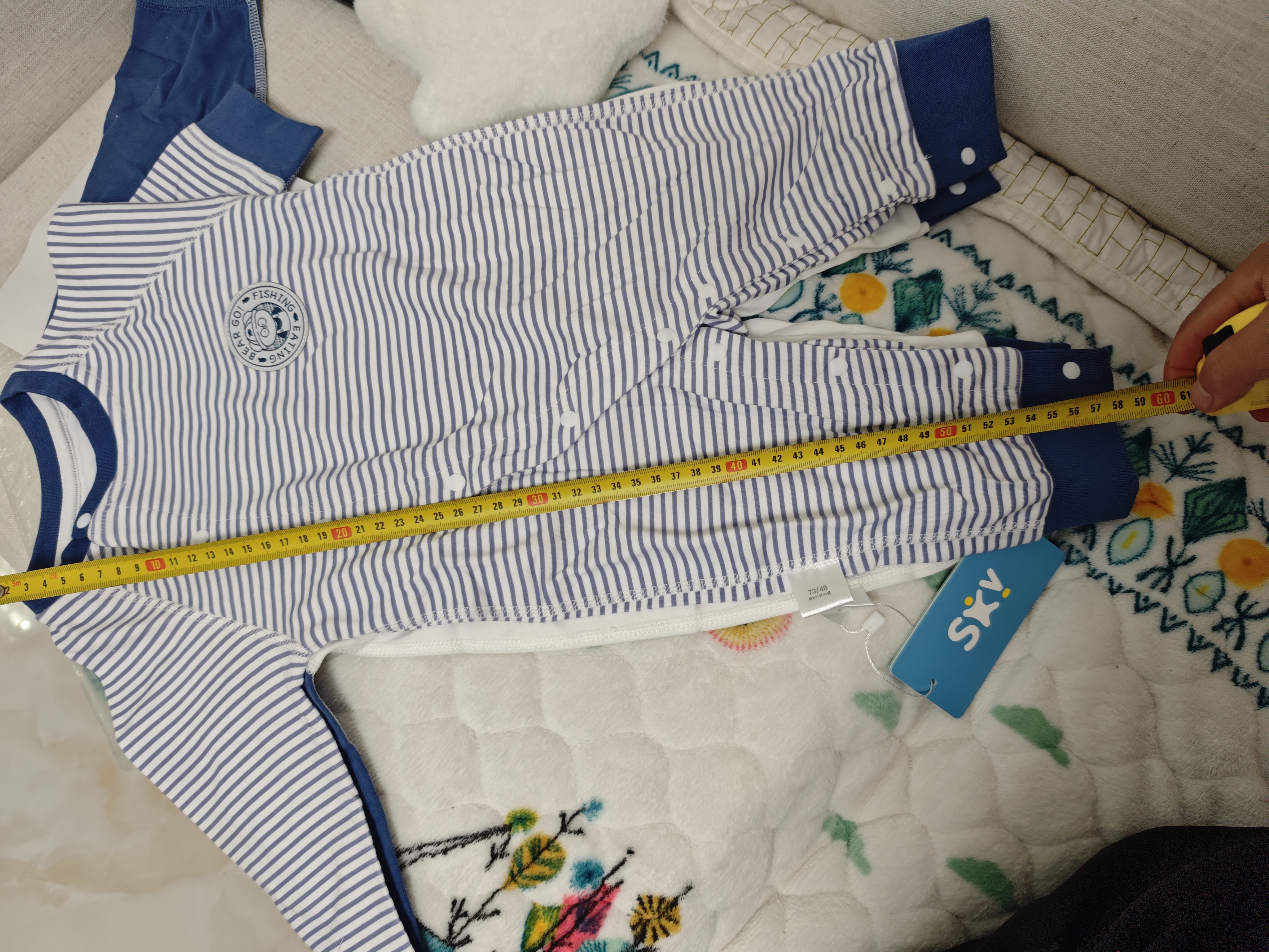 舒贝怡2件装婴儿衣服满月新生儿连体衣周岁宝宝爬服春秋纯棉哈衣藏青73 实拍图