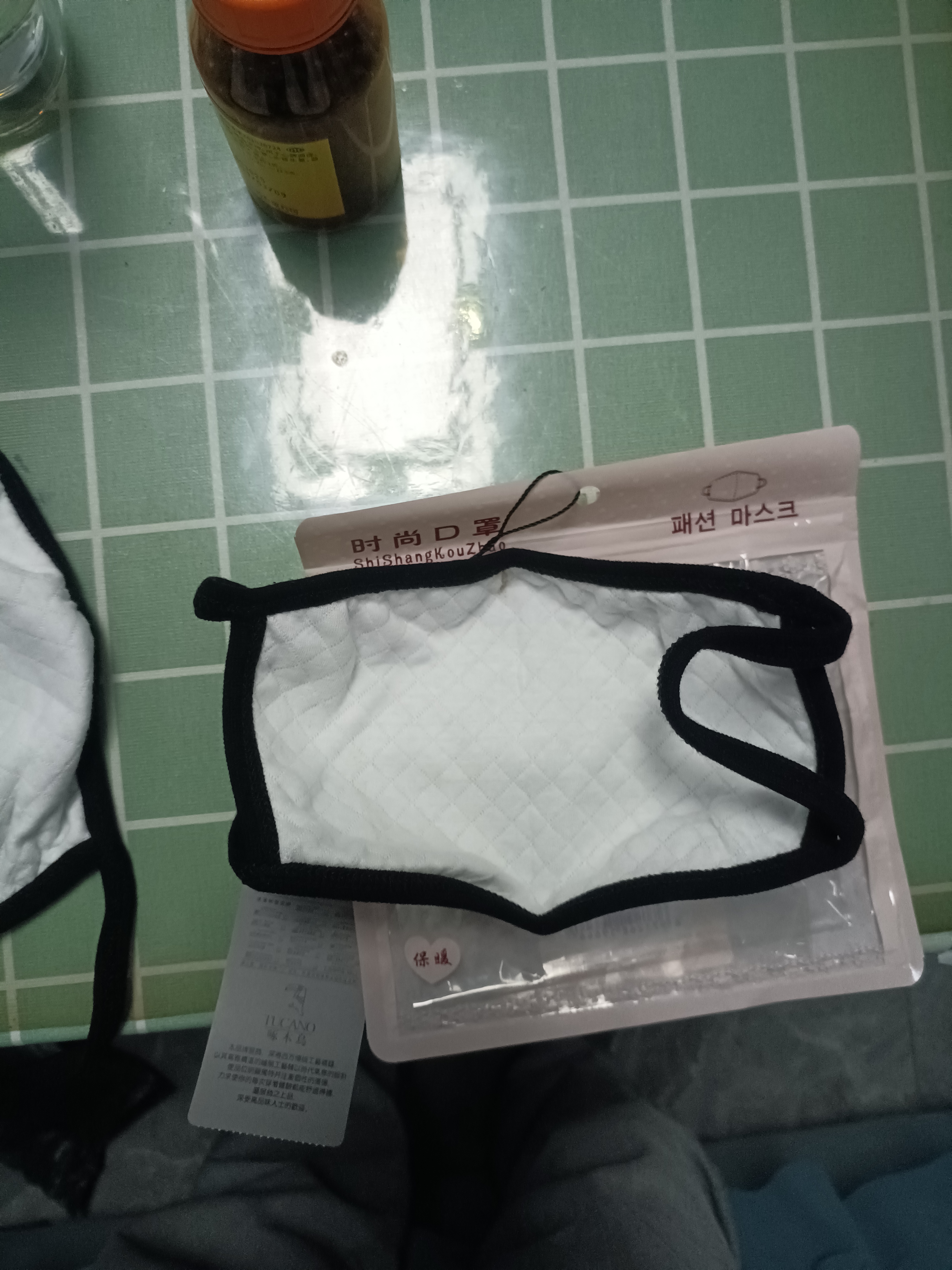 啄木鸟口罩冬季保暖男女士棉布口罩男可水洗秋冬天防尘透气骑车开车立体 黑色 实拍图