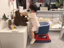 日康（rikang）宝宝餐椅 靠背椅叫叫椅宝宝发声座椅幼儿园餐桌椅儿童椅子 【豪华版】PVC软垫附餐盘 +万向轮 蓝色 实拍图