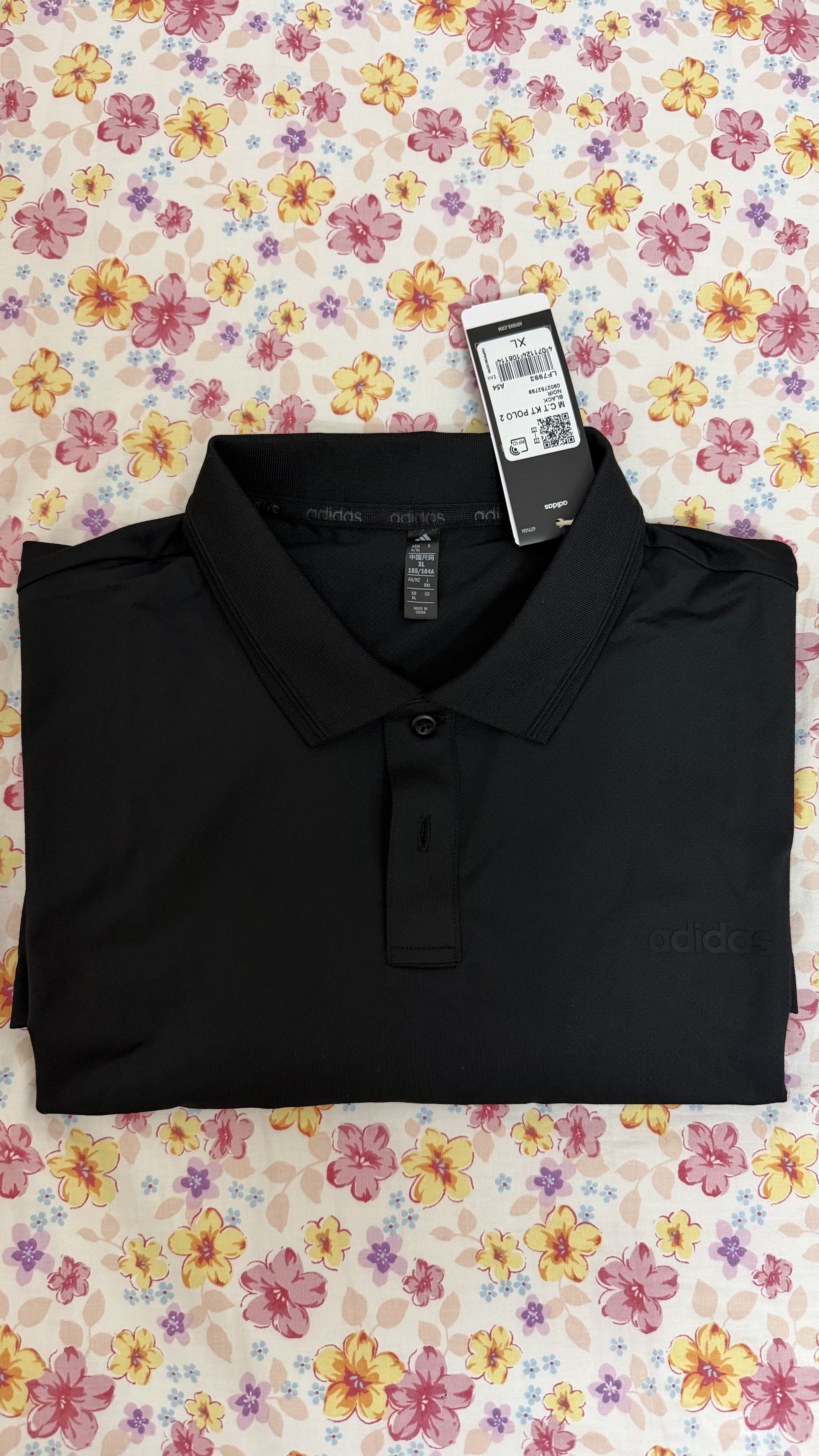 阿迪达斯（adidas）短袖男夏季polo衫T恤运动休闲舒适快干半袖 黑色 XL 实拍图