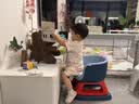 日康（rikang）宝宝餐椅 靠背椅叫叫椅宝宝发声座椅幼儿园餐桌椅儿童椅子 【豪华版】PVC软垫附餐盘 +万向轮 蓝色 实拍图