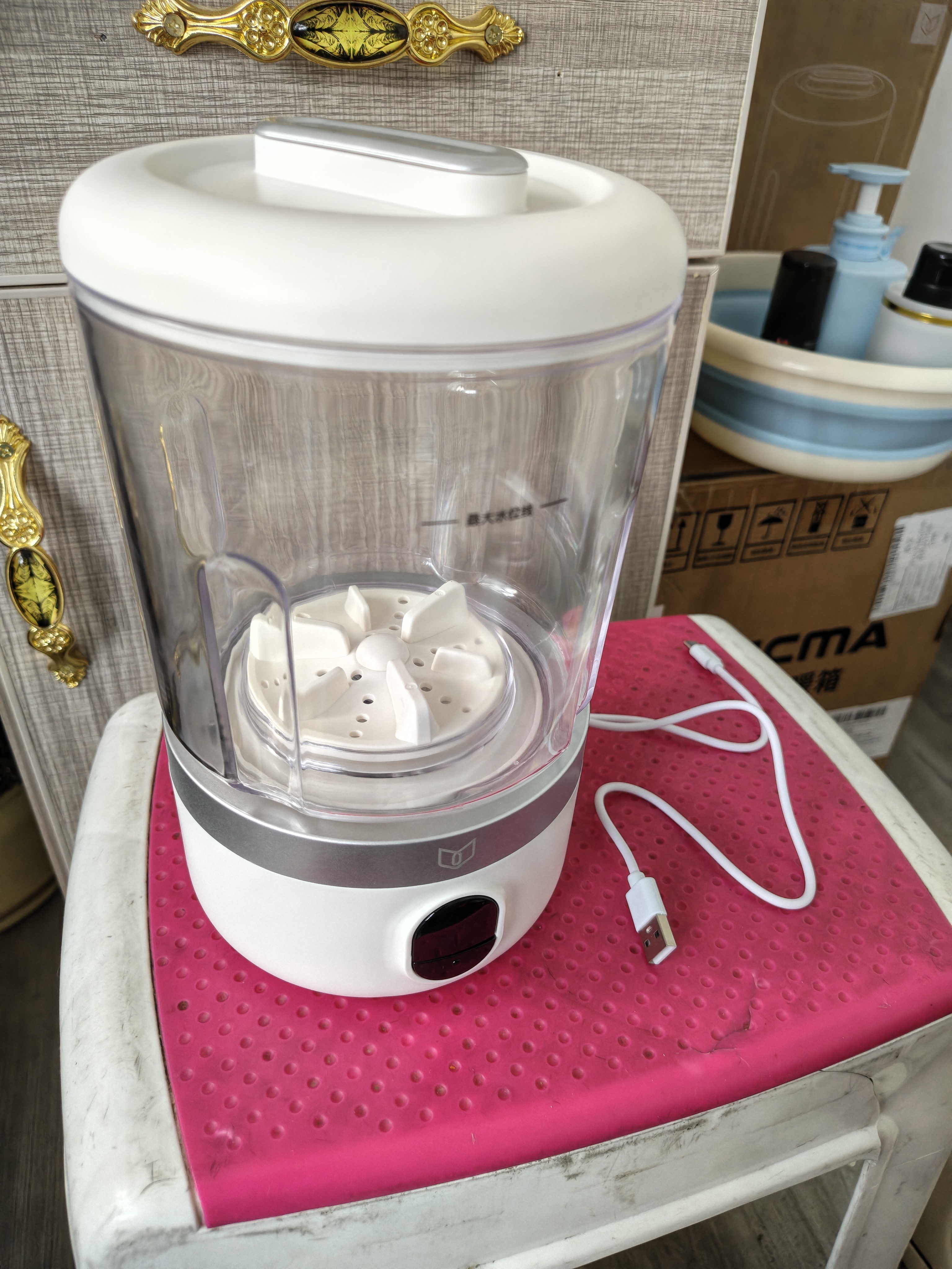 得力（deli）迷你洗衣机 内衣内裤专用小型洗衣机 免安装洗衣杯学生宿舍洗袜子双分区二合一双杯款宝宝婴儿童非洗脱一体 实拍图