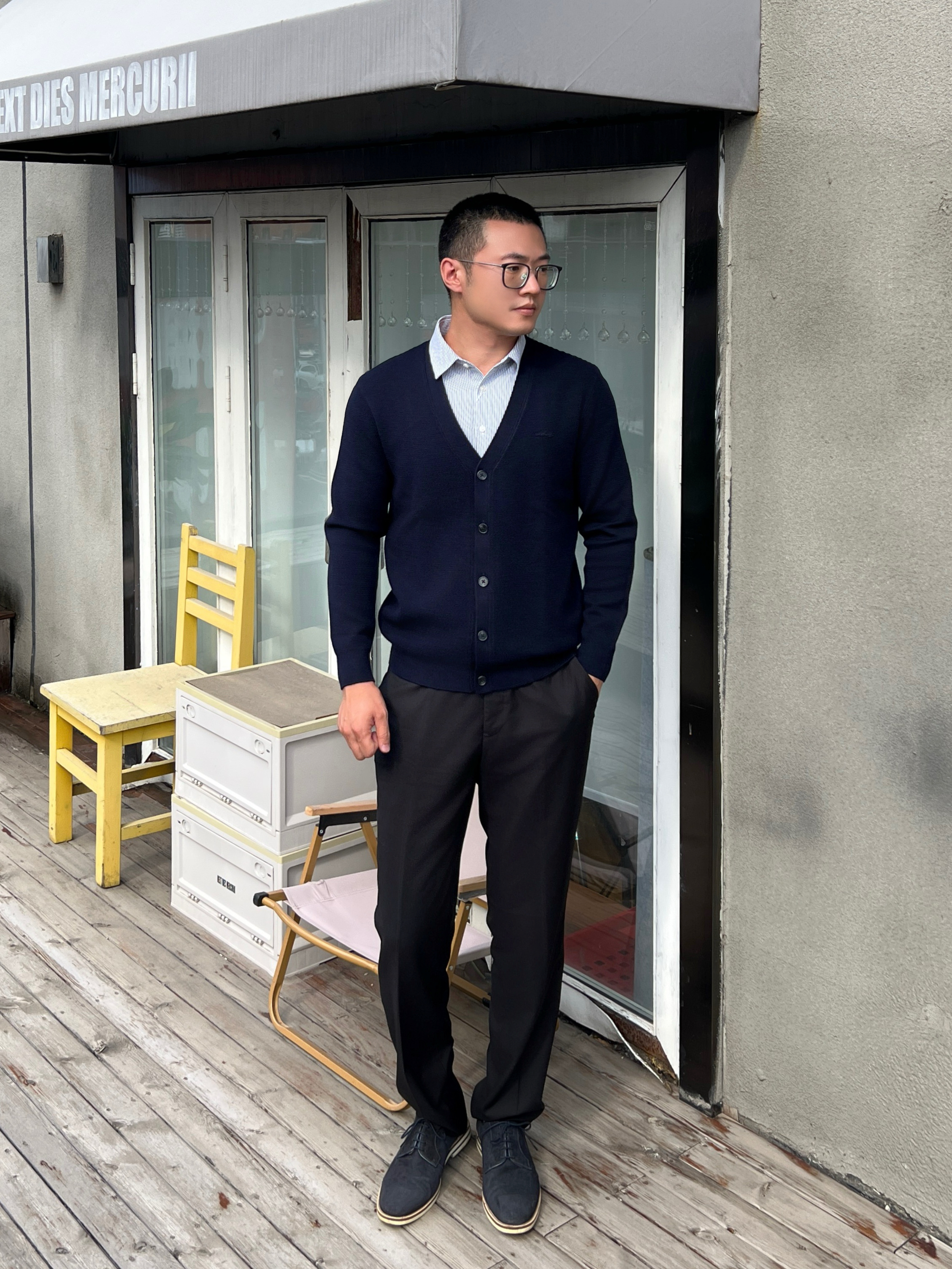 HLA海澜之家开衫假两件针织衫男26新款轻商务长袖双领外套毛衣男秋冬 实拍图