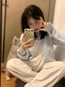 歌诗慧针织衫开衫毛衣女装外套女春季2025新款长袖初高中学生甜美上衣 慵懒风针织开衫【浅蓝色】 均码 【建议125斤内】 实拍图