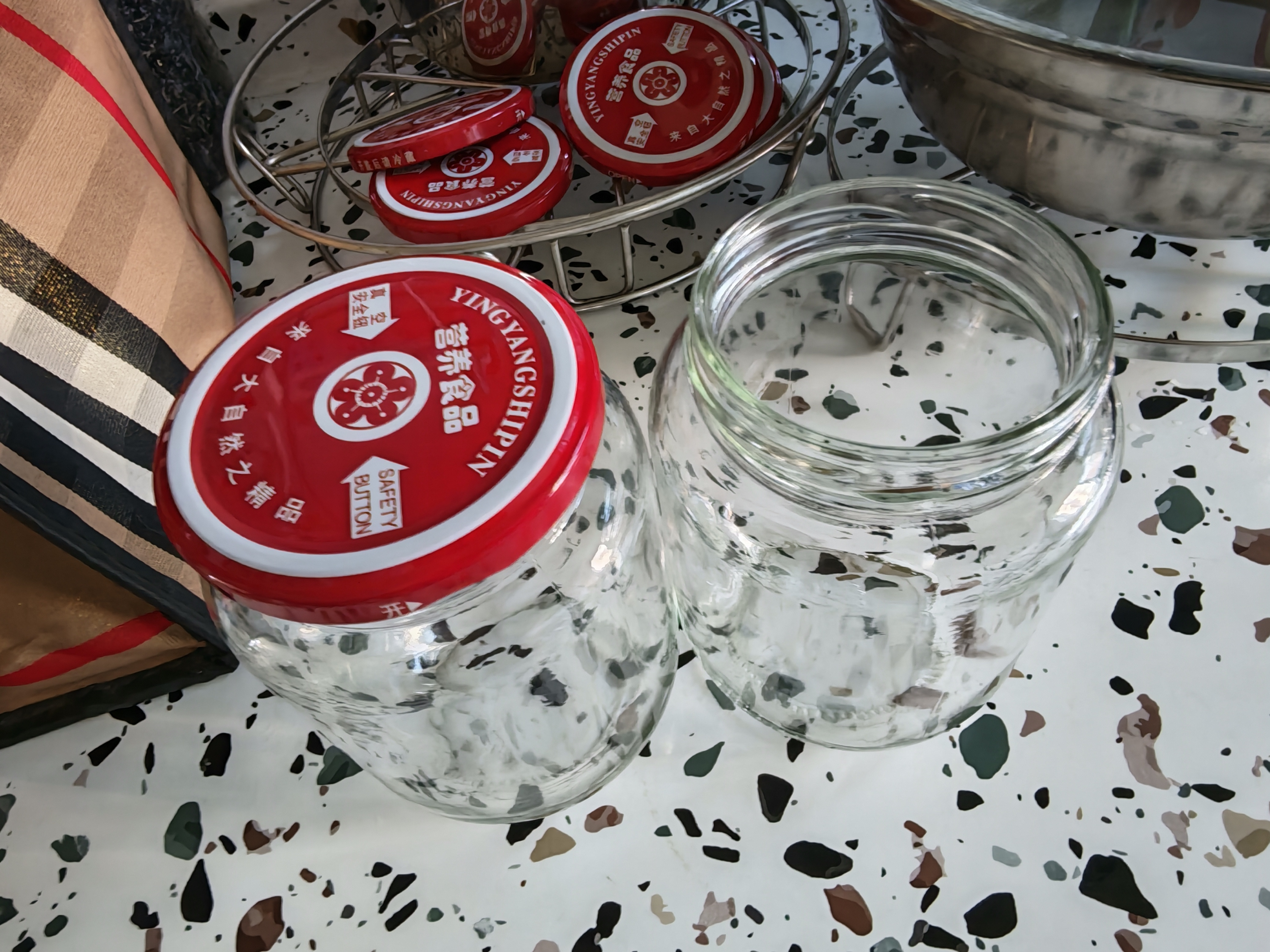 何佳功黄桃罐头瓶玻璃罐密封瓶子杨梅罐头空瓶可蒸煮密封罐食品级耐高温 500毫升12瓶装（配12盖+赠3盖） 实拍图