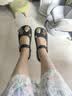 艾莱佳（AILAIJIA）艾莱佳 芭蕾玛丽珍洞洞鞋女 凯蒂豹纹花 黑色 38-39 实拍图