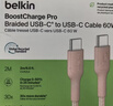 贝尔金（BELKIN）苹果充电线 数据线type-c 苹果17充电 手机快充线 USB-C电源线电脑快充线 2米编织款 粉色 CAB024 实拍图
