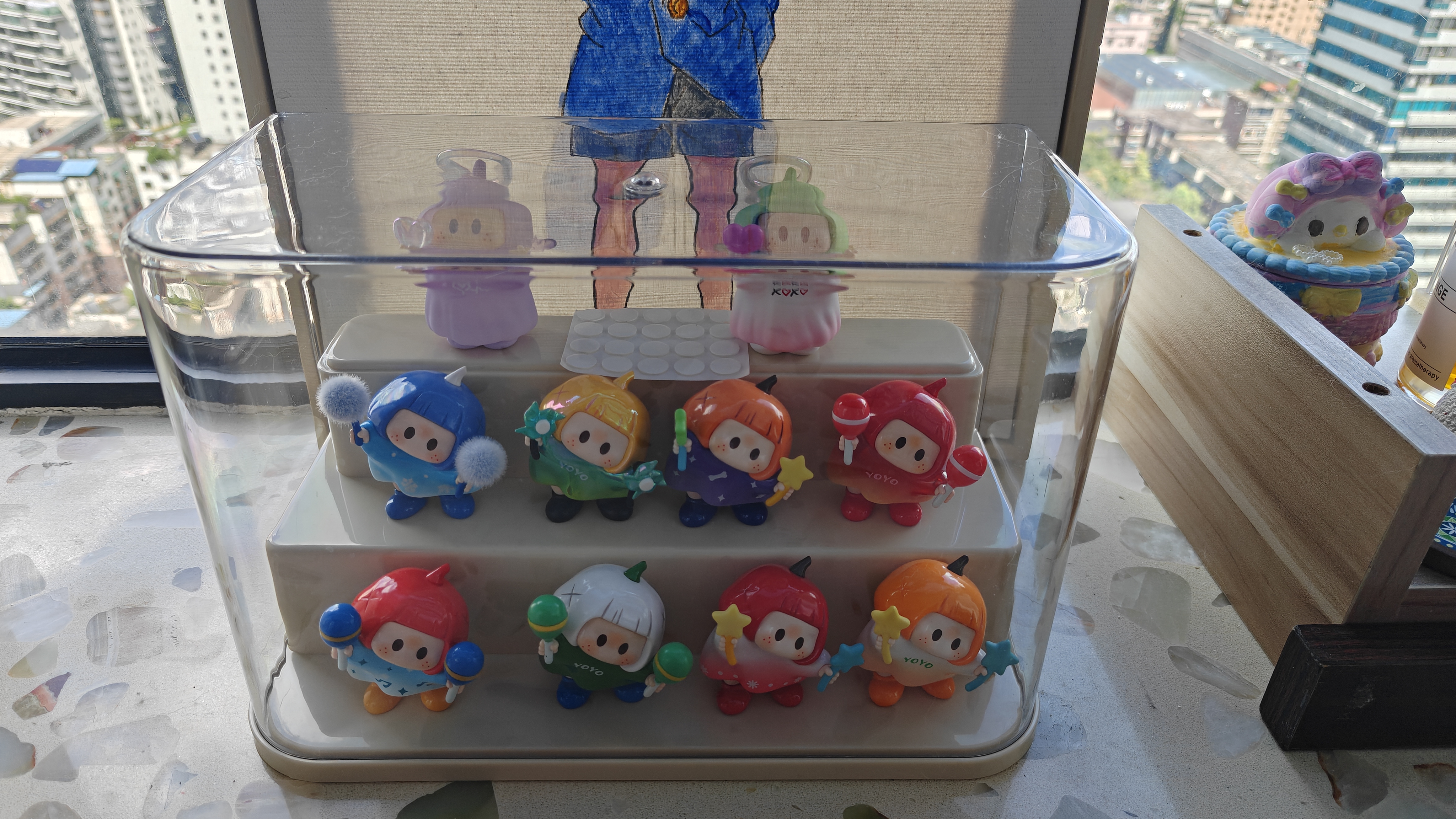 自然屋萌粒收纳盒盲盒展示盒手办防尘透明桌面展示架阶梯式收纳架3层 实拍图