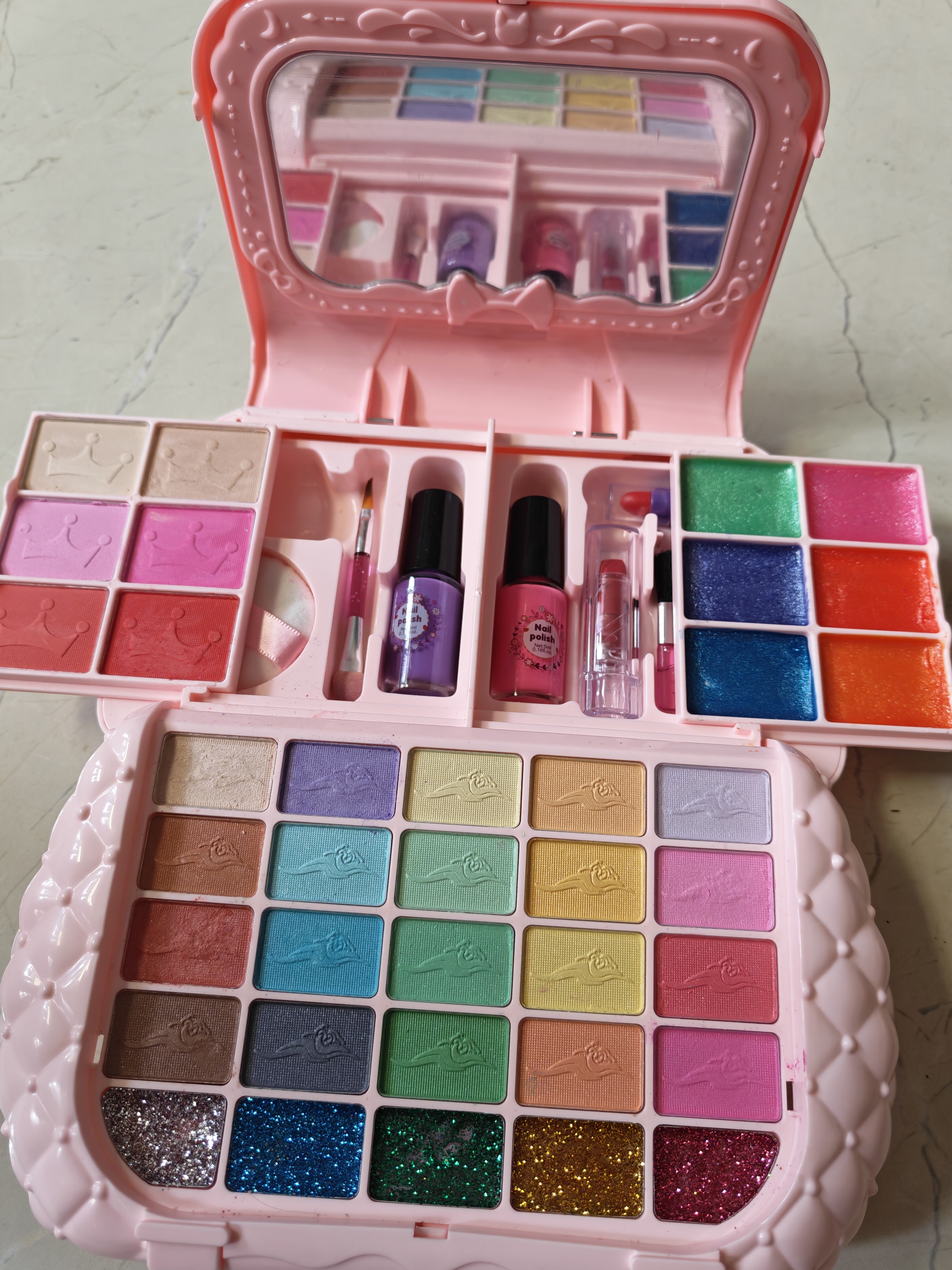 奥智嘉儿童化妆品套装玩具女孩生日礼物彩妆粉底化妆盒口红眼影指甲油 实拍图