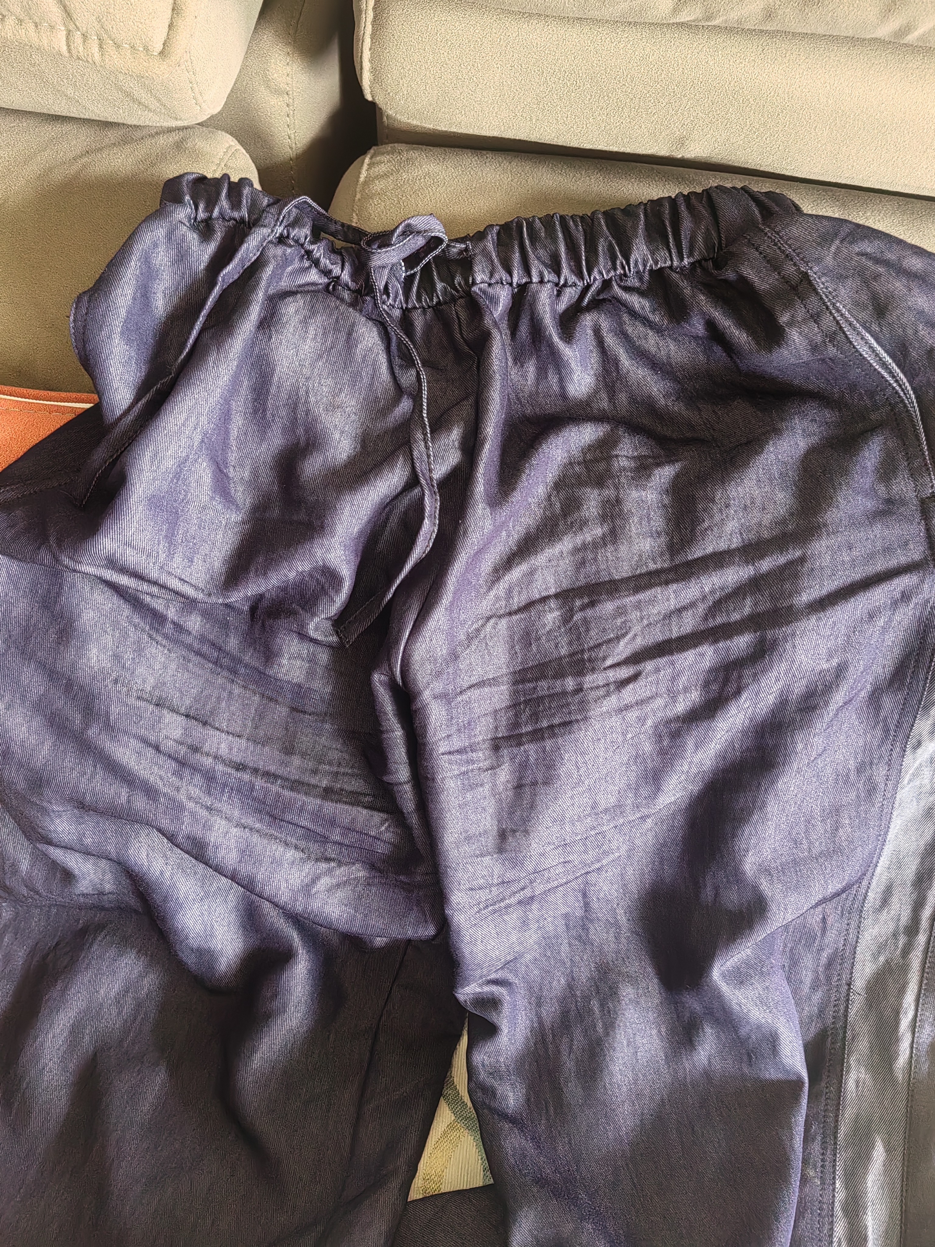 德玛纳【港风牛仔套装】春秋复古松弛感圆领上衣松紧腰阔腿裤女式两件套 实拍图