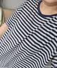 德玛纳【裸感体验】夏季撞色圆领条纹打底衫落肩宽松小个子气质女式t恤 实拍图