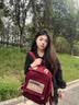 viney双肩包书包女百搭大容量初中生高中大学生背包大学生15英寸电脑包 【红色】高颜值通勤时尚通勤旅行包+青蛙挂件 实拍图