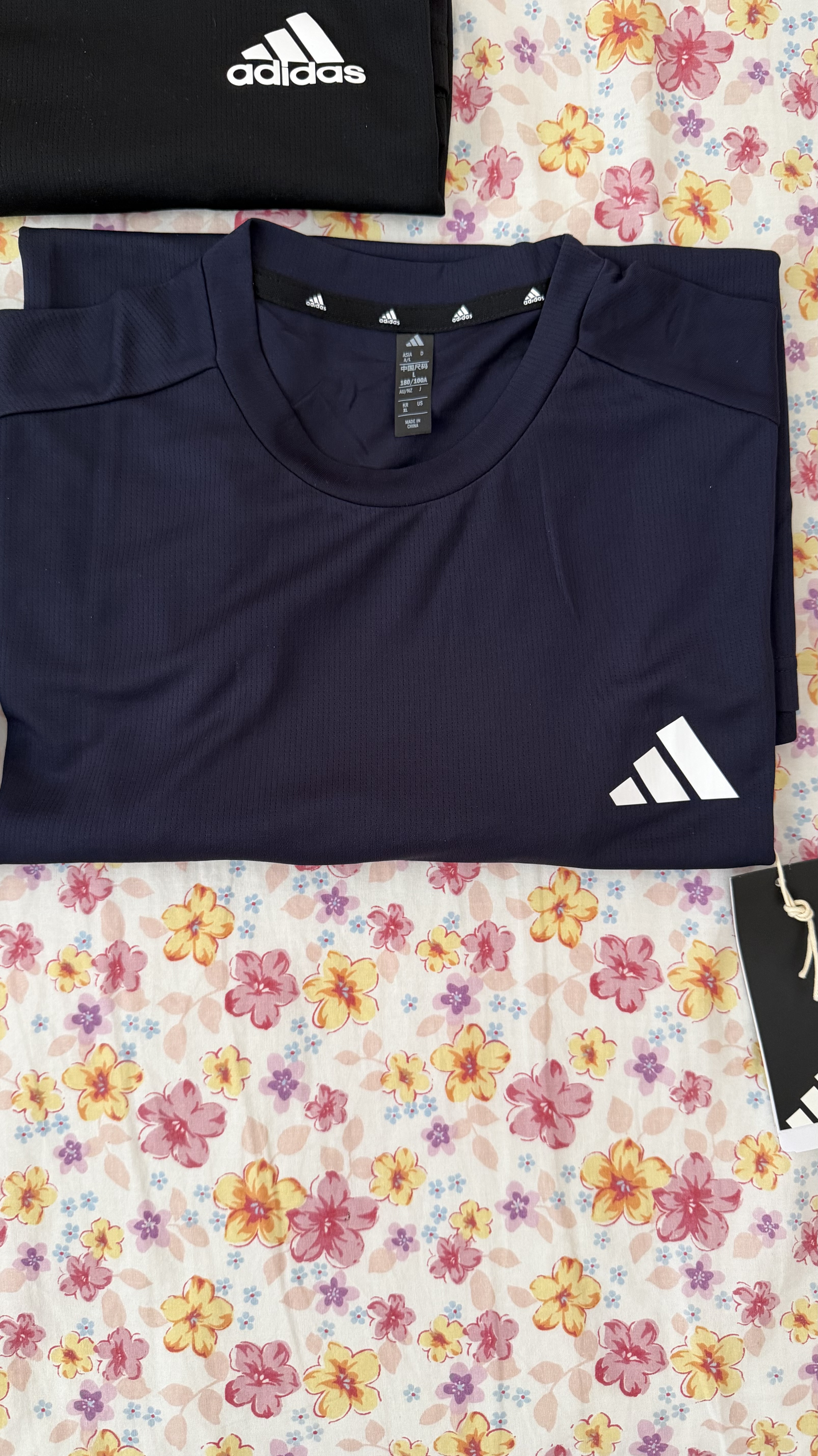 adidas速干简约休闲圆领正肩短袖T恤男装阿迪达斯官方轻运动 传奇墨水蓝/白色   XL 实拍图