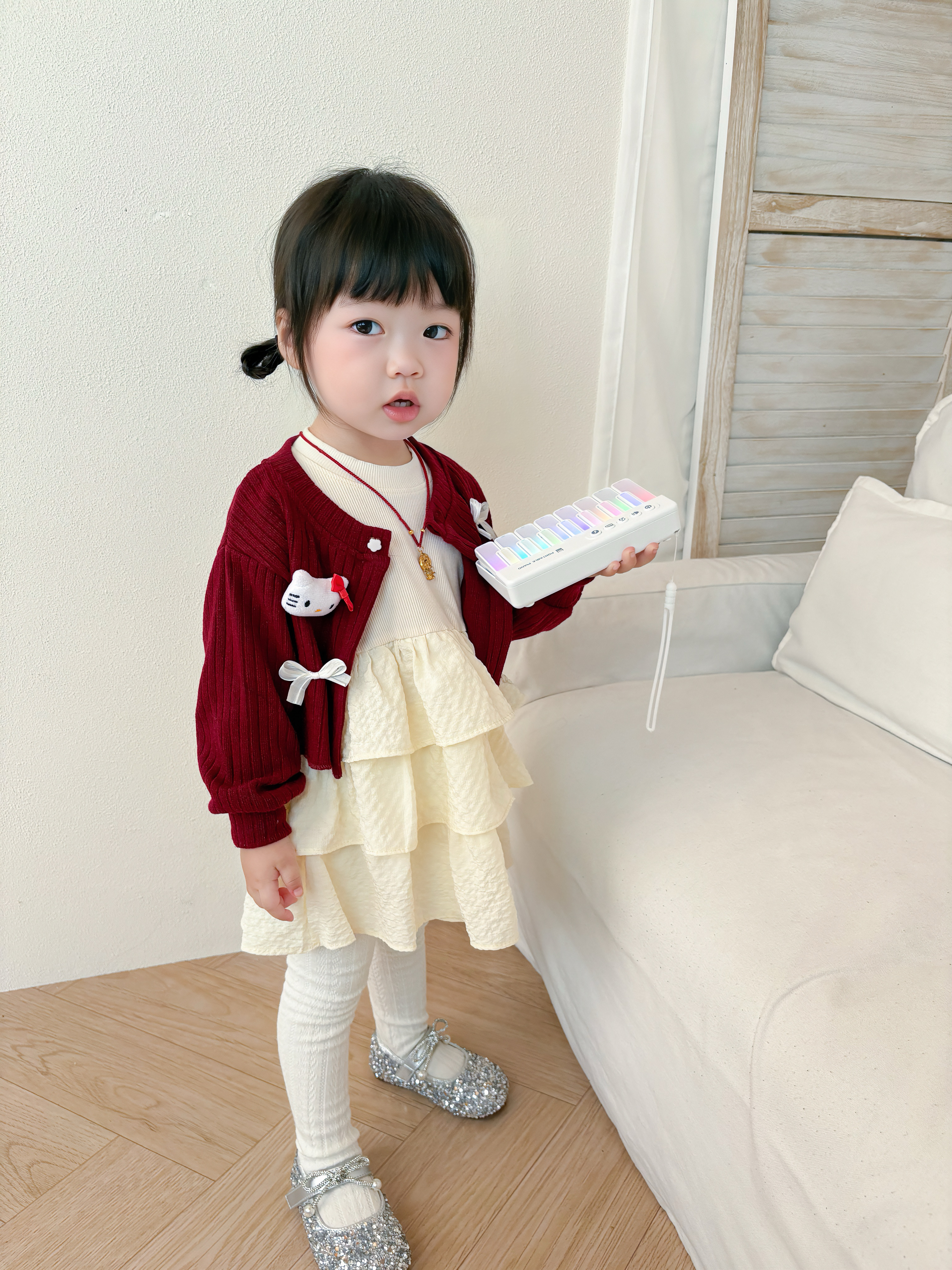俏娃宝贝（QIAO WA BAO BEI）儿童电子琴彩虹灯光迷你口袋音乐键盘宝宝可弹奏钢琴早教音乐玩具 实拍图