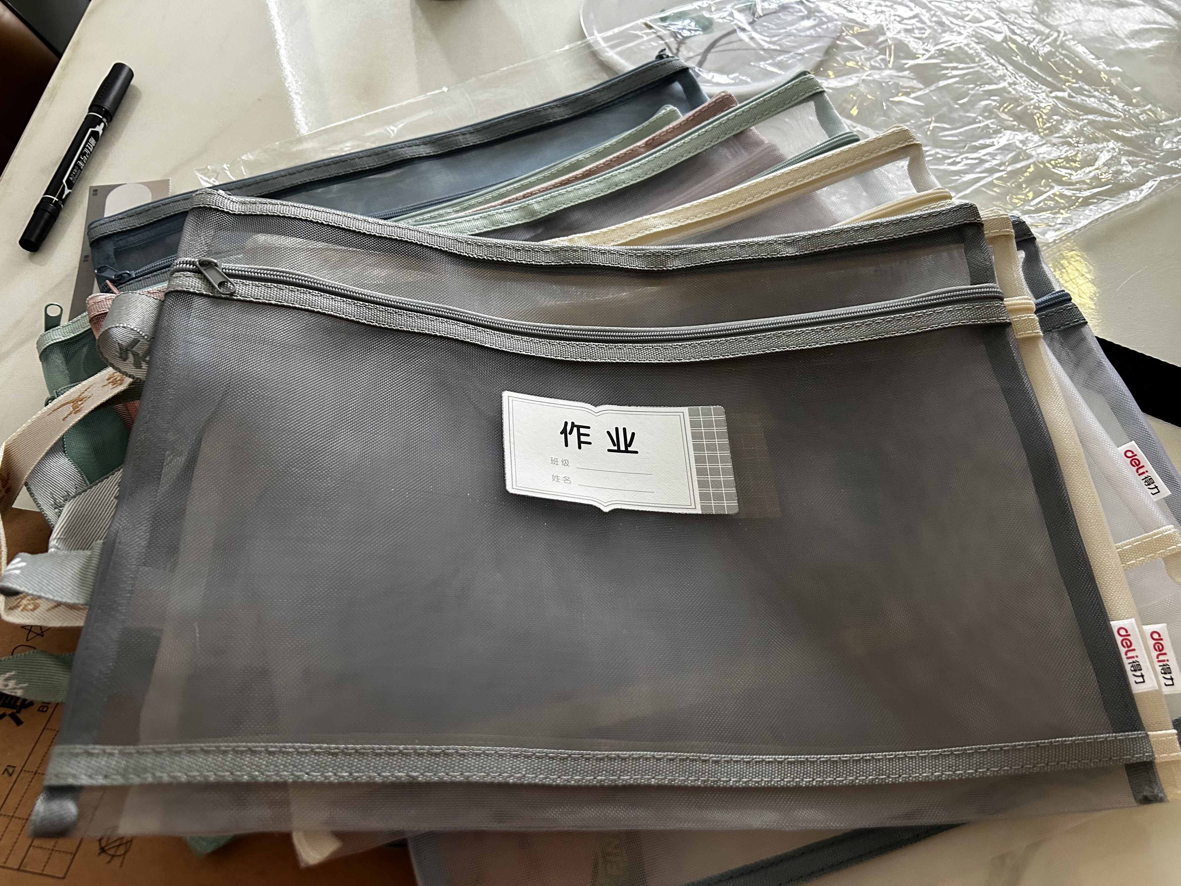 得力（deli)开学文具双层网纱拉链袋 文件袋一年级文具袋透明学科分类袋试卷作业科目袋 PP116A 实拍图