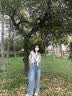 红蜻蜓复古蓝牛仔裤女2026春秋季新款高腰宽松直筒裤显瘦松紧腰阔腿裤子 复古蓝 L （100-120斤） 晒单实拍图