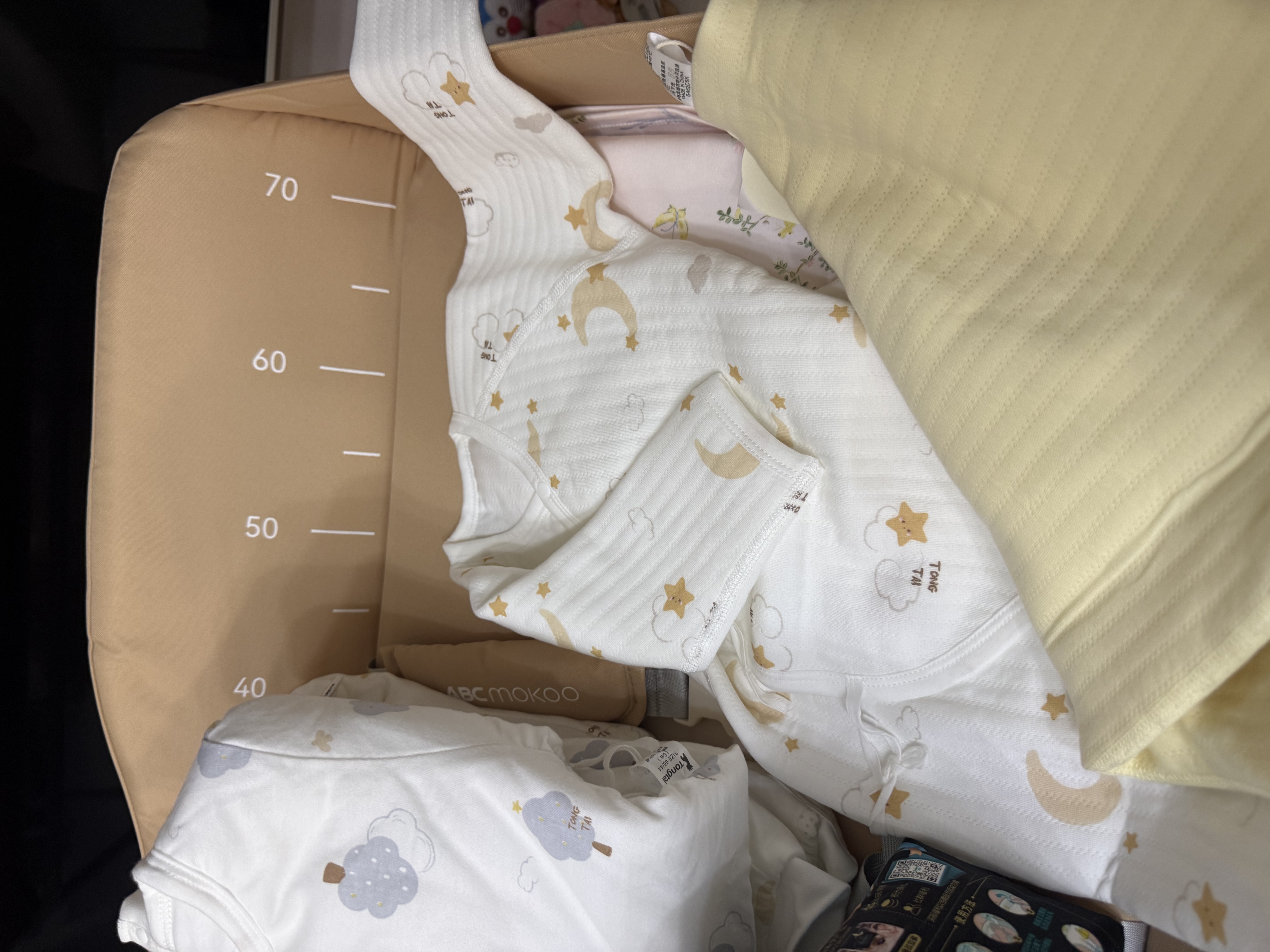 童泰（TONGTAI）婴儿包被新生儿抱被秋冬夹棉0-6月初生宝宝加厚纯棉满月百天抱毯 蓝色小熊【秋冬款/10A抗菌 推荐室温0-15℃】 90x90cm 实拍图