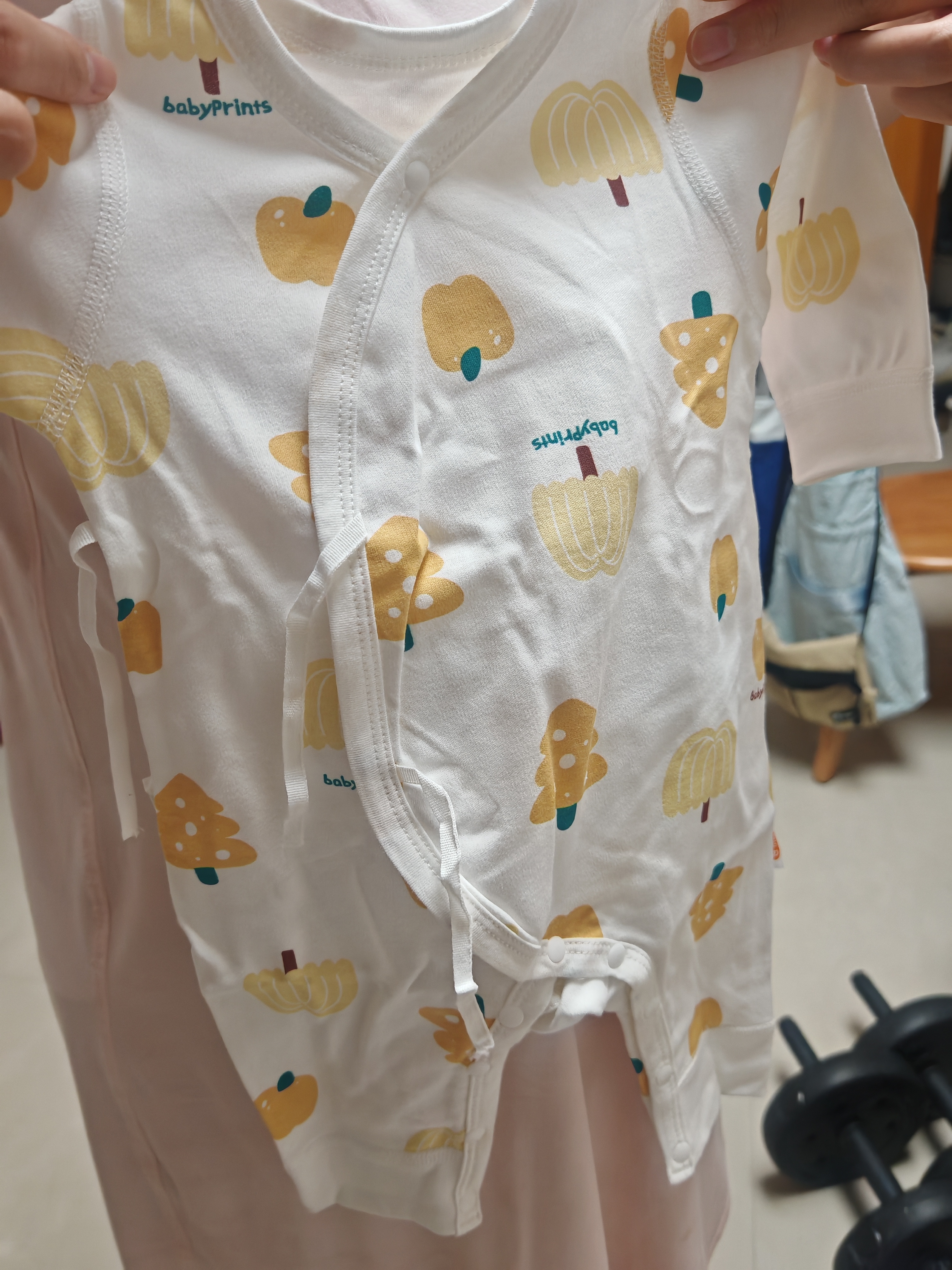 贝瑞加（Babyprints）婴儿连体衣2件装初生宝宝纯棉A类连体衣新生儿四季哈衣 黄52 实拍图