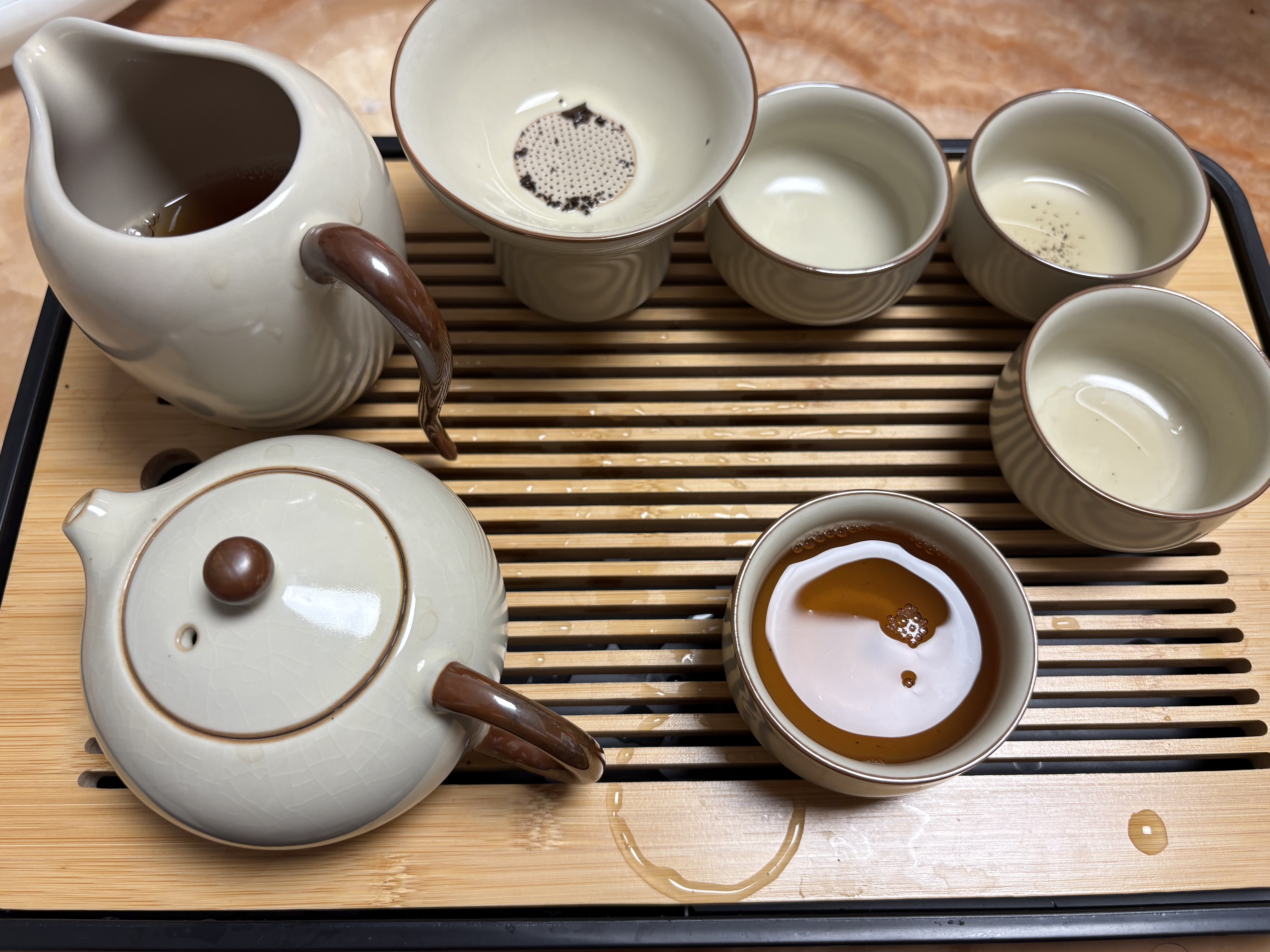 尚言坊汝窑茶具整套带茶盘高档家用功夫泡茶壶全套装乔迁中秋节生日礼物 实拍图