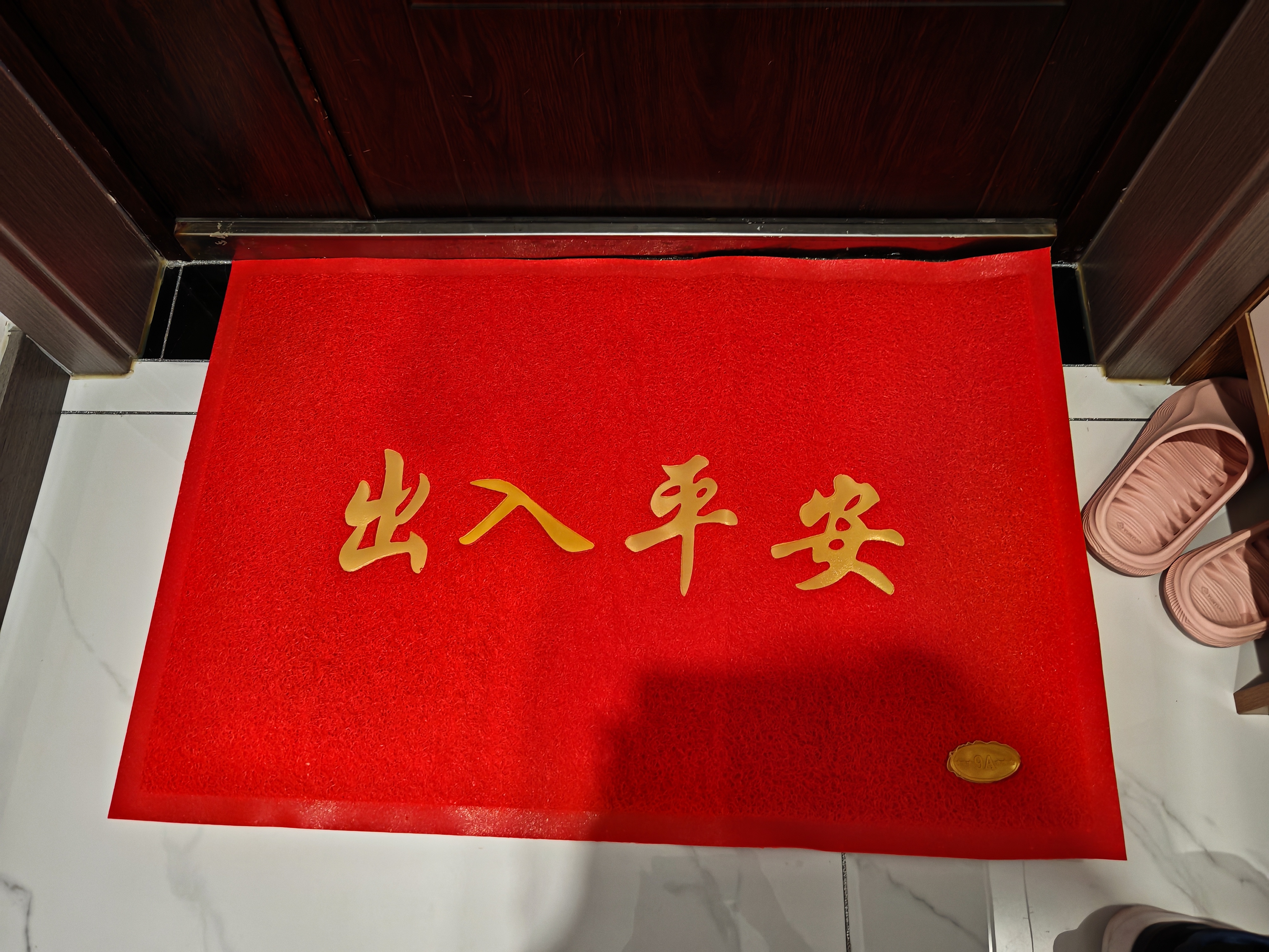 迪茵（DIYIN）入户门地垫进门丝圈门垫商用地毯大门口脚垫 红色出入平安60*90cm 实拍图