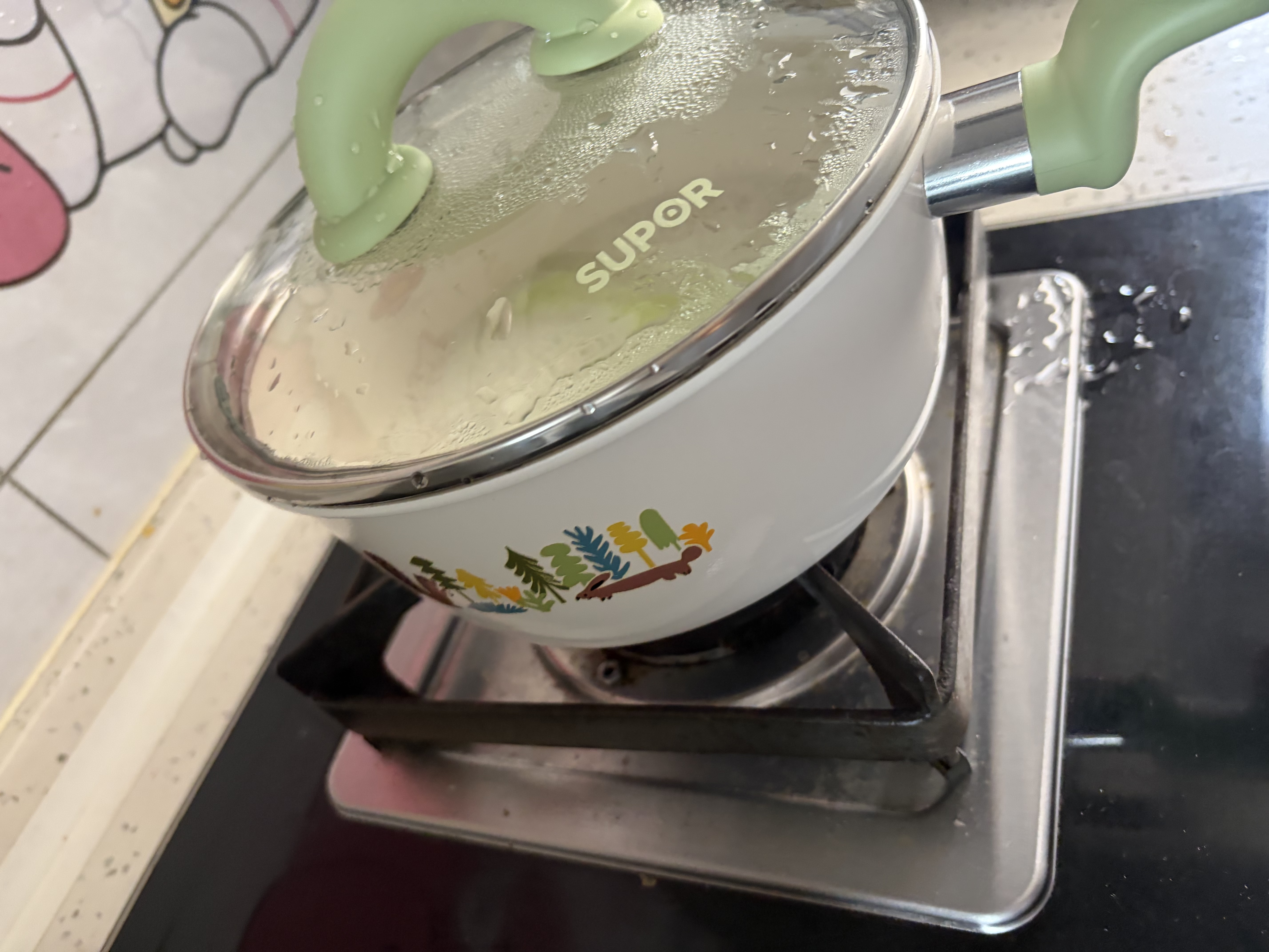 苏泊尔（SUPOR）奶锅不粘锅平底辅食锅煮面汤锅热奶泡面钛陶瓷锅磁炉燃气通用18cm 实拍图