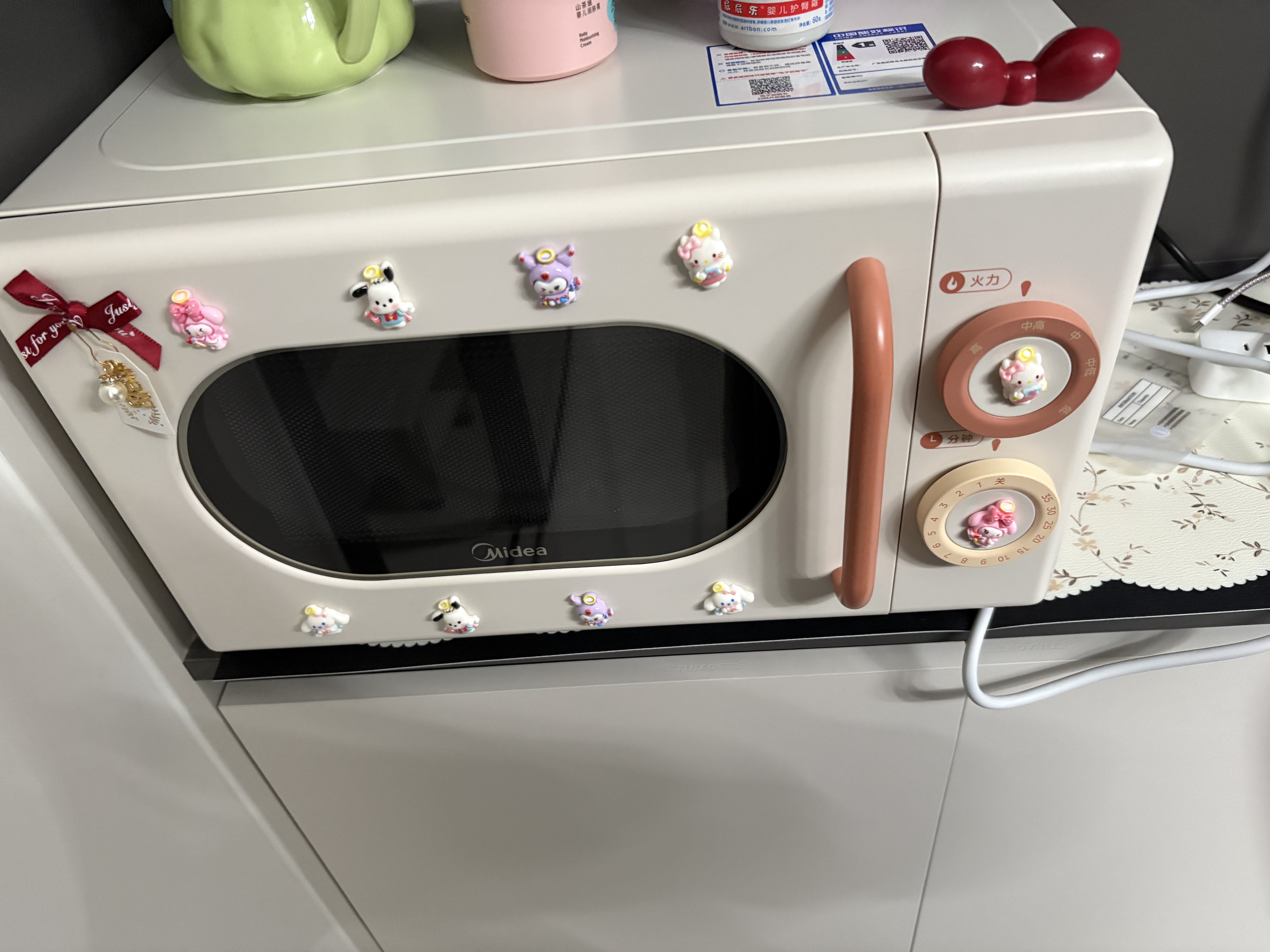 美的（Midea）小滋味系列变频微波炉M2H1 可拆卸转盘式 双旋扭甜甜圈奶油风乳白色 20L家用小型 一级能效 乳白色 实拍图