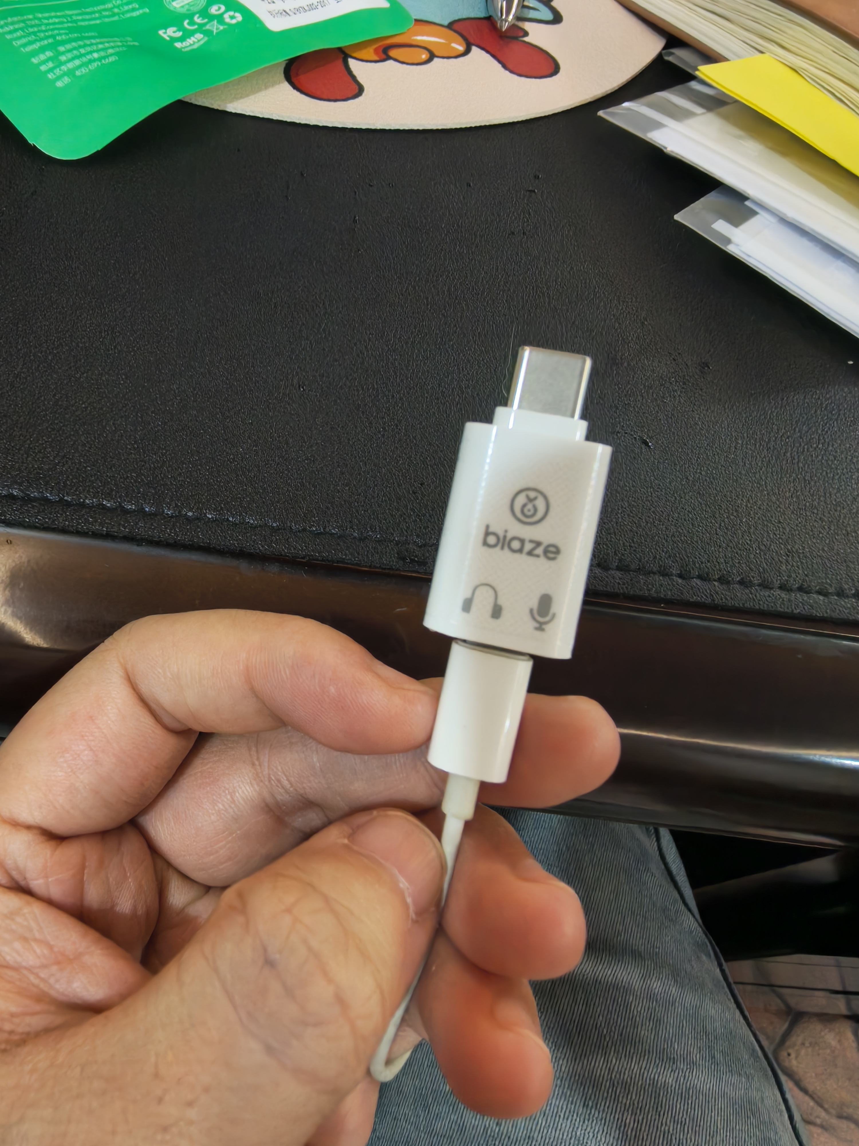 毕亚兹lighting耳机转Type-c转接头 适用苹果耳机转iphone17/16华为小米ipad平板笔记本无损听歌通话线控 实拍图