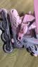 特步轮滑鞋儿童溜冰鞋女童初学套装男女生中小学滑冰鞋滑轮鞋体育课程 粉紫色升级双芭扣闪轮-全套装 M （适合6-12岁）平时鞋码30-35 实拍图