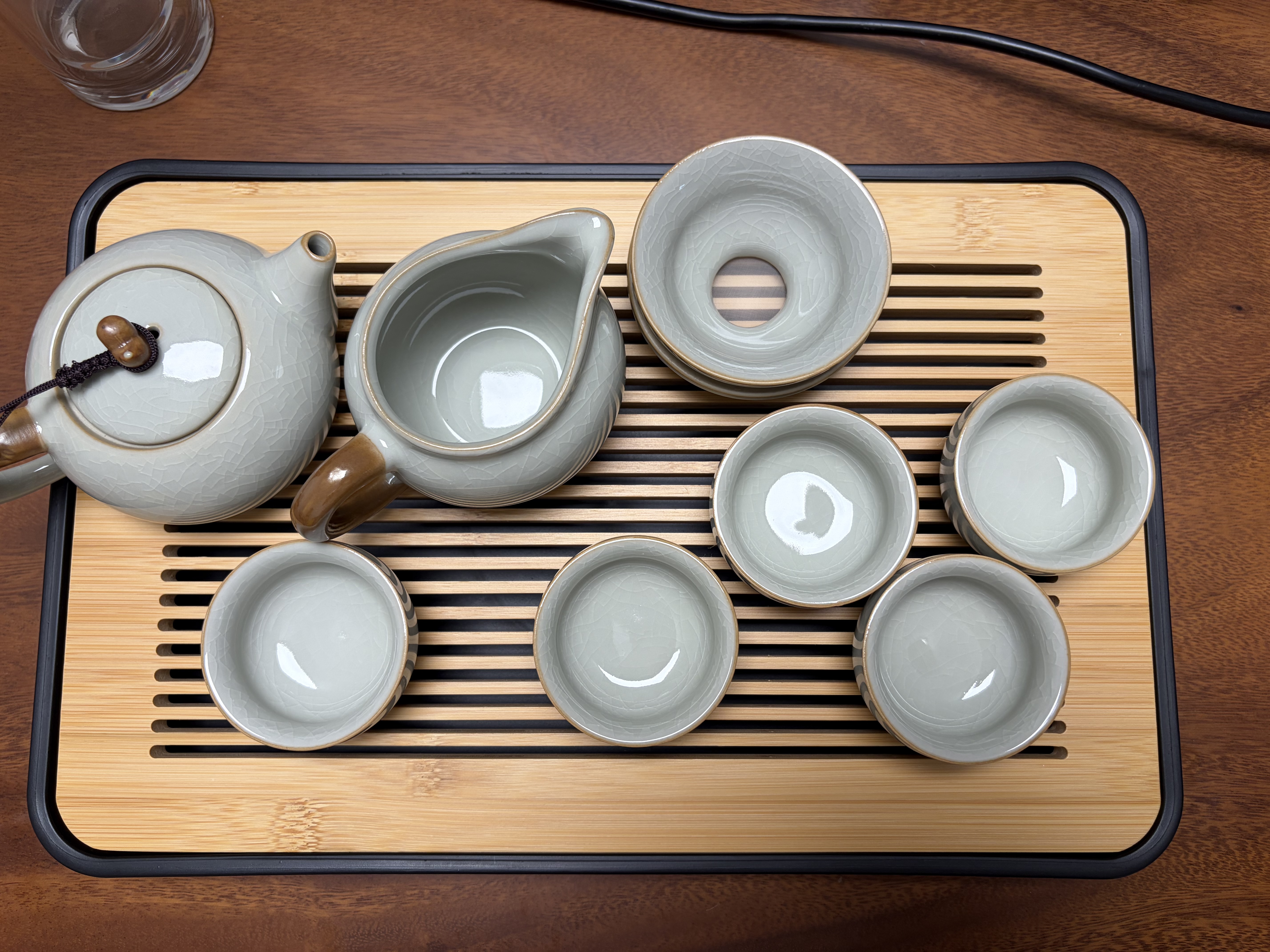初伍竹制茶盘茶具套装家用小型沥水茶台汝窑功夫茶壶茶杯轻奢高档套餐 实拍图